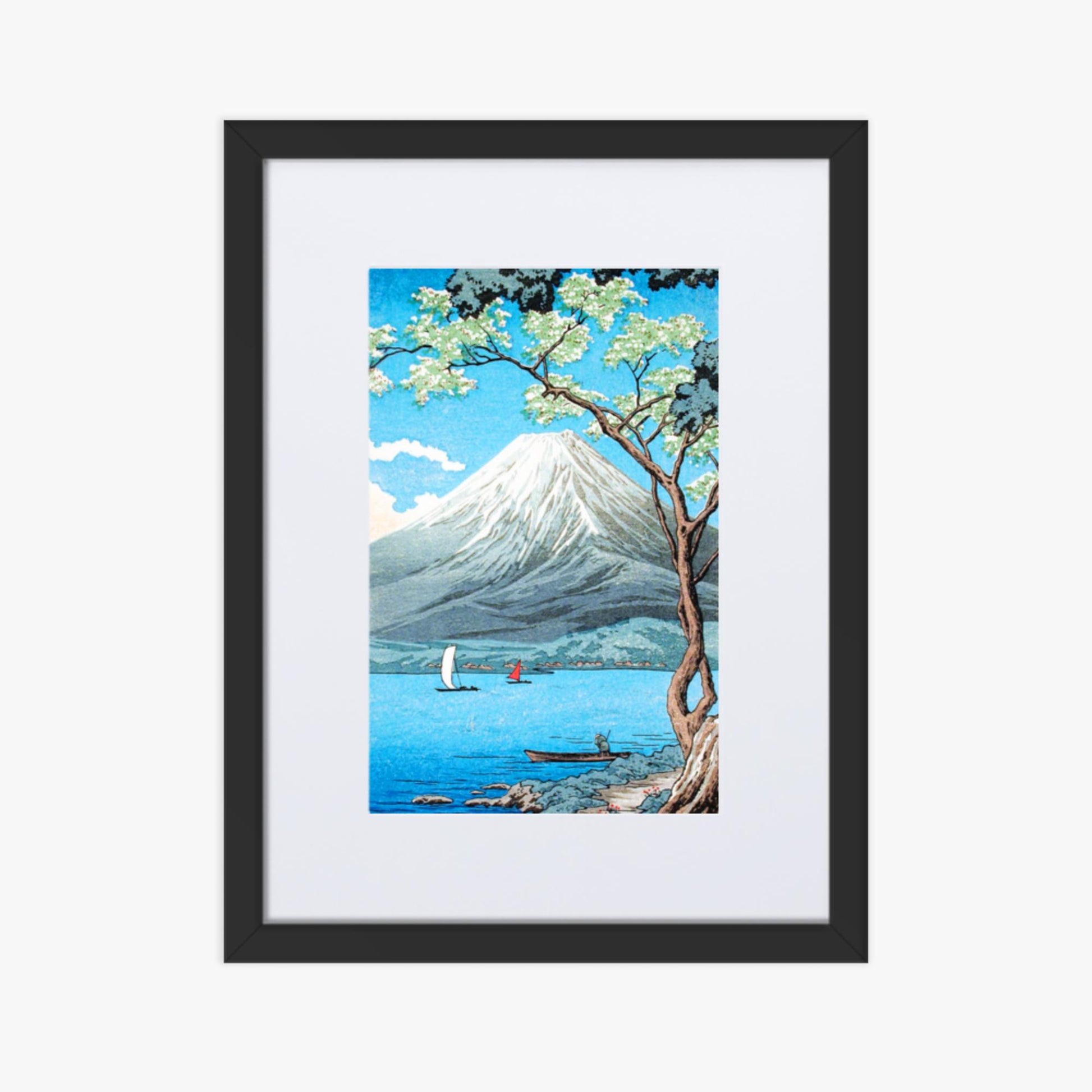 Takahashi Hiroaki (Shōtei) - Mount Fuji from Lake Yamanaka 30x40 cm Poster With Black Frame