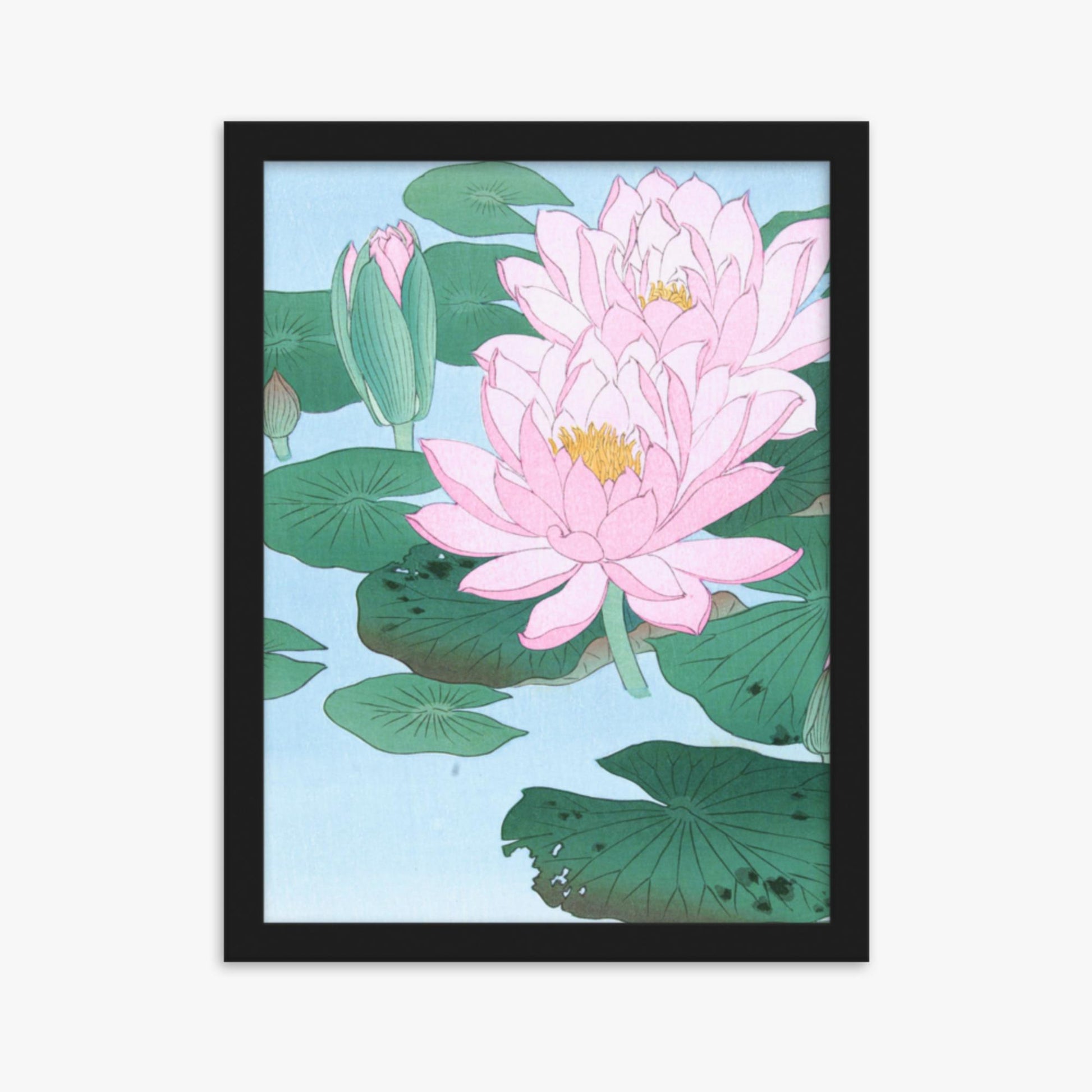 Ohara Koson - Water Lily 30x40 cm Poster With Black Frame