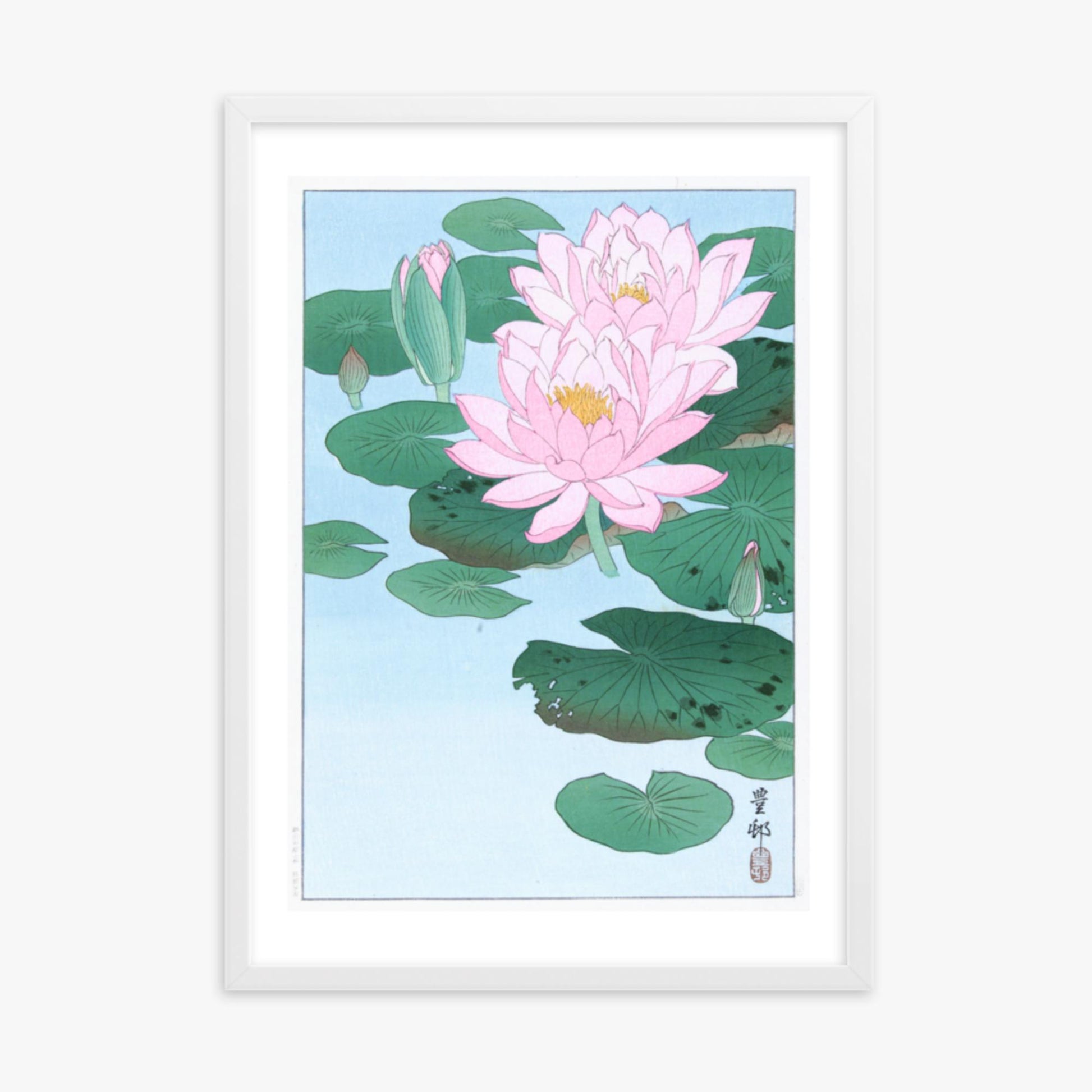 Ohara Koson - Water Lily 50x70 cm Poster With White Frame