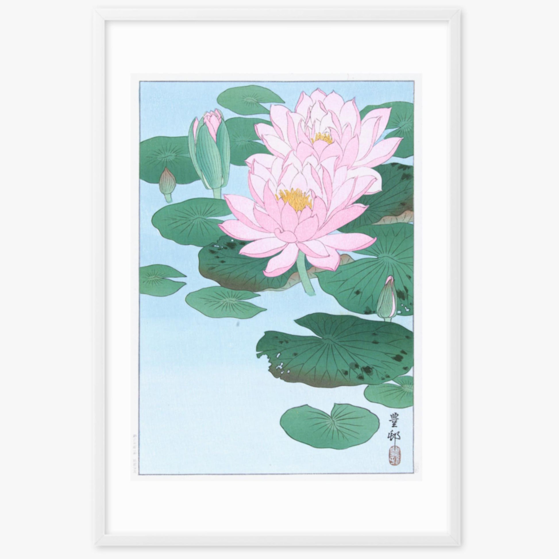 Ohara Koson - Water Lily 61x91 cm Poster With White Frame