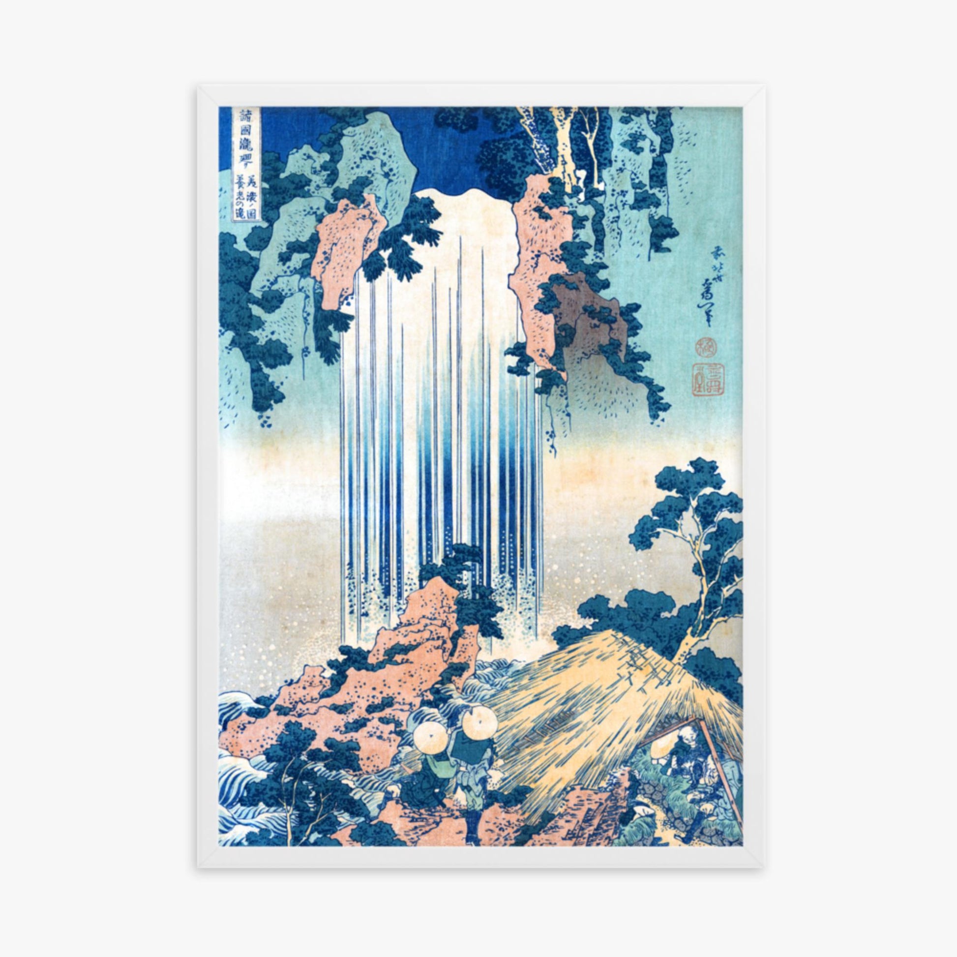 Katsushika Hokusai: Yoro Waterfall in Mino Province - 50x70 cm Poster With White Frame