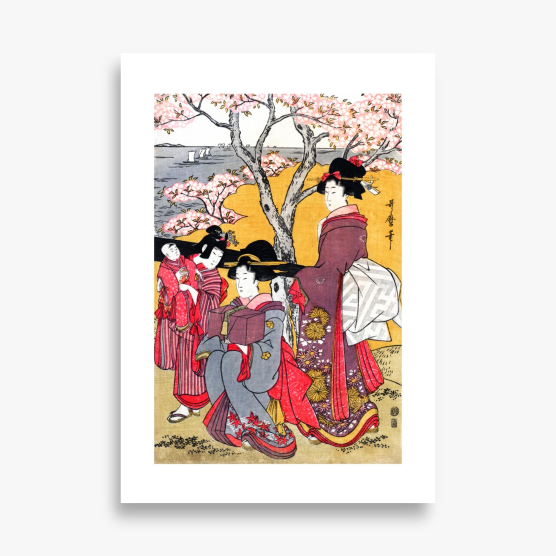 Kitagawa Utamaro - Cherry-viewing at Gotenyama 70x100 cm Poster