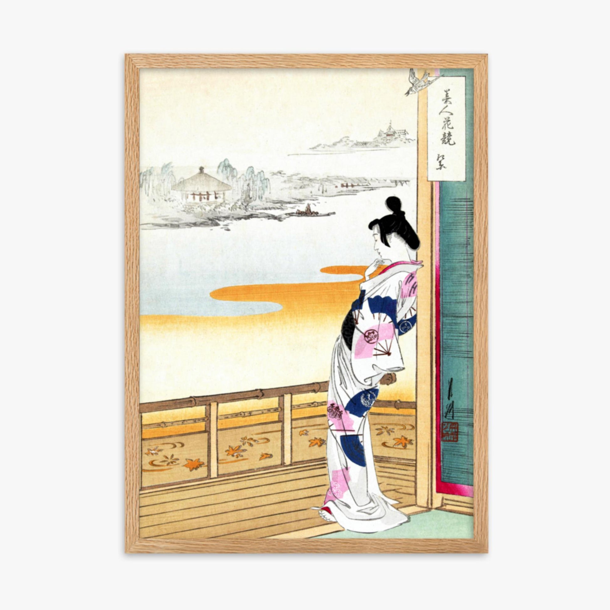 Ogata Gekko - The Call of the Cuckoo 50x70 cm Poster With Oak Frame