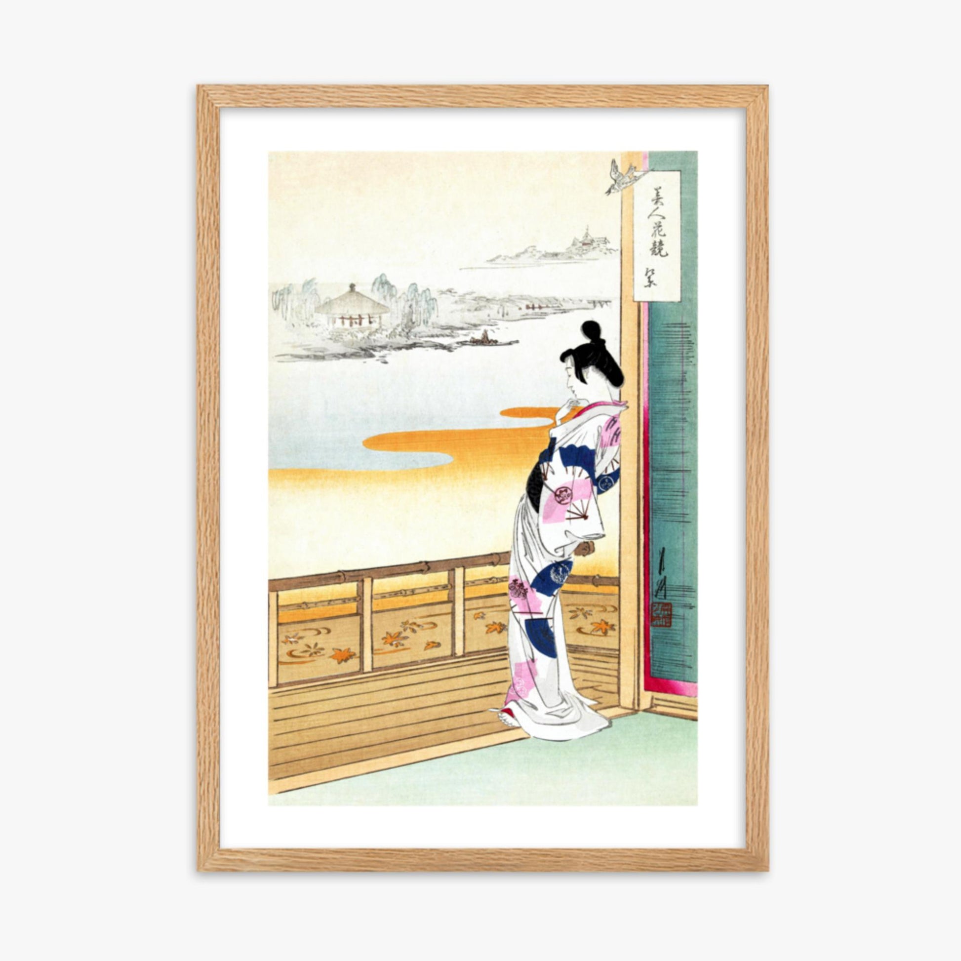 Ogata Gekko - The Call of the Cuckoo 50x70 cm Poster With Oak Frame