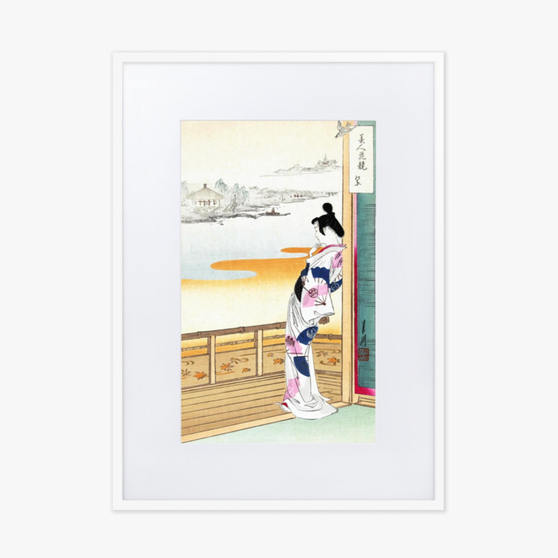 Ogata Gekko - The Call of the Cuckoo 50x70 cm Poster With White Frame