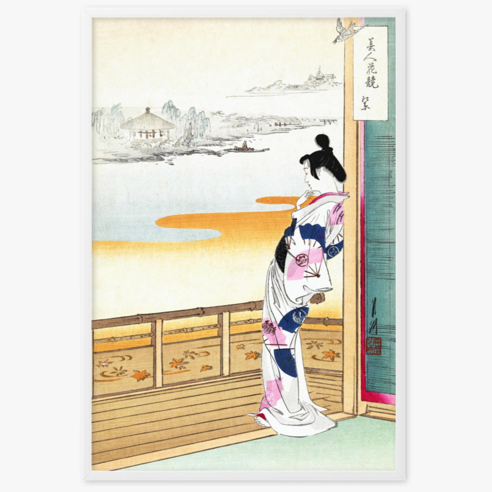 Ogata Gekko - The Call of the Cuckoo 61x91 cm Poster With White Frame