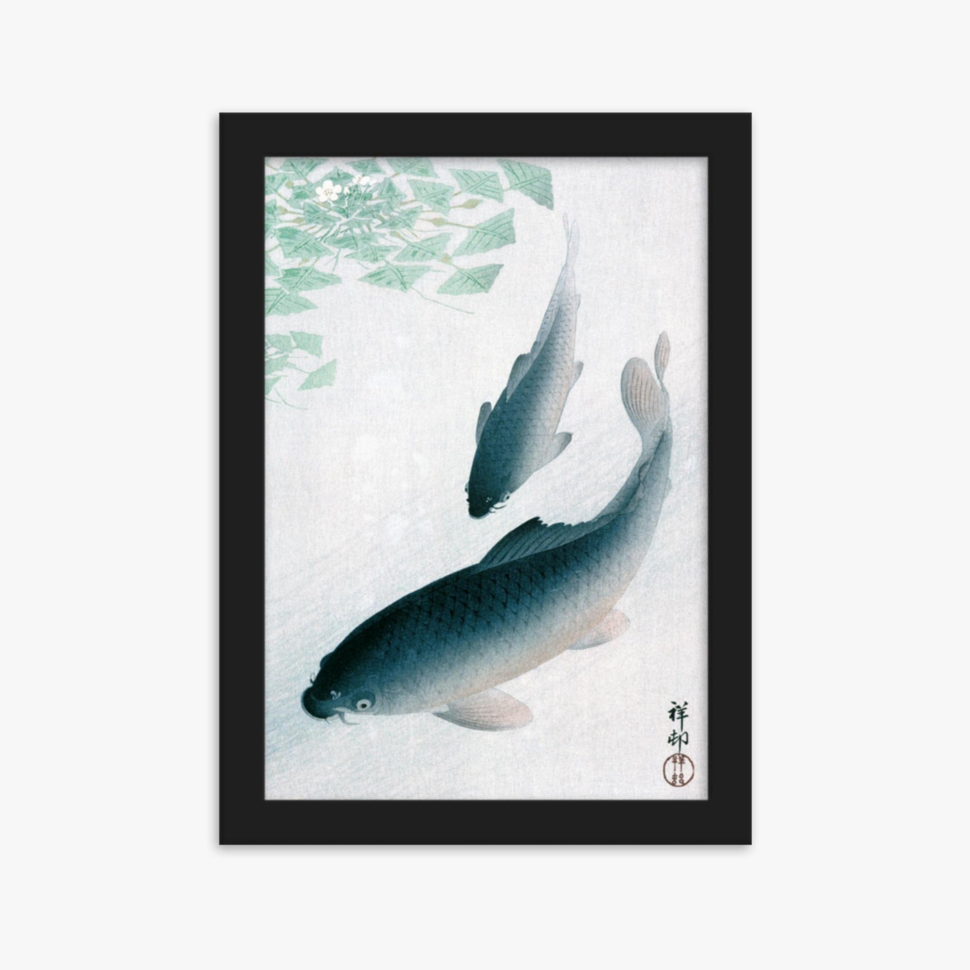 Ohara Koson - Carp or Koi 21x30 cm Poster With Black Frame