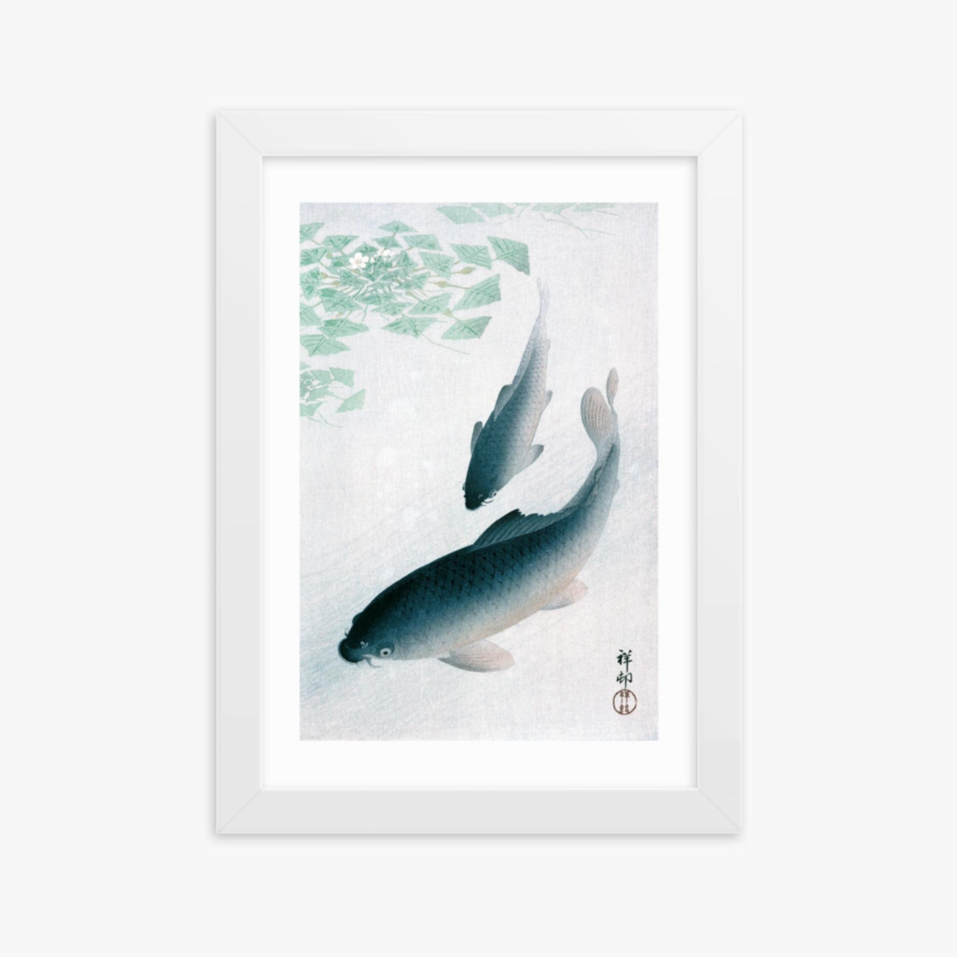 Ohara Koson - Carp or Koi 21x30 cm Poster With White Frame