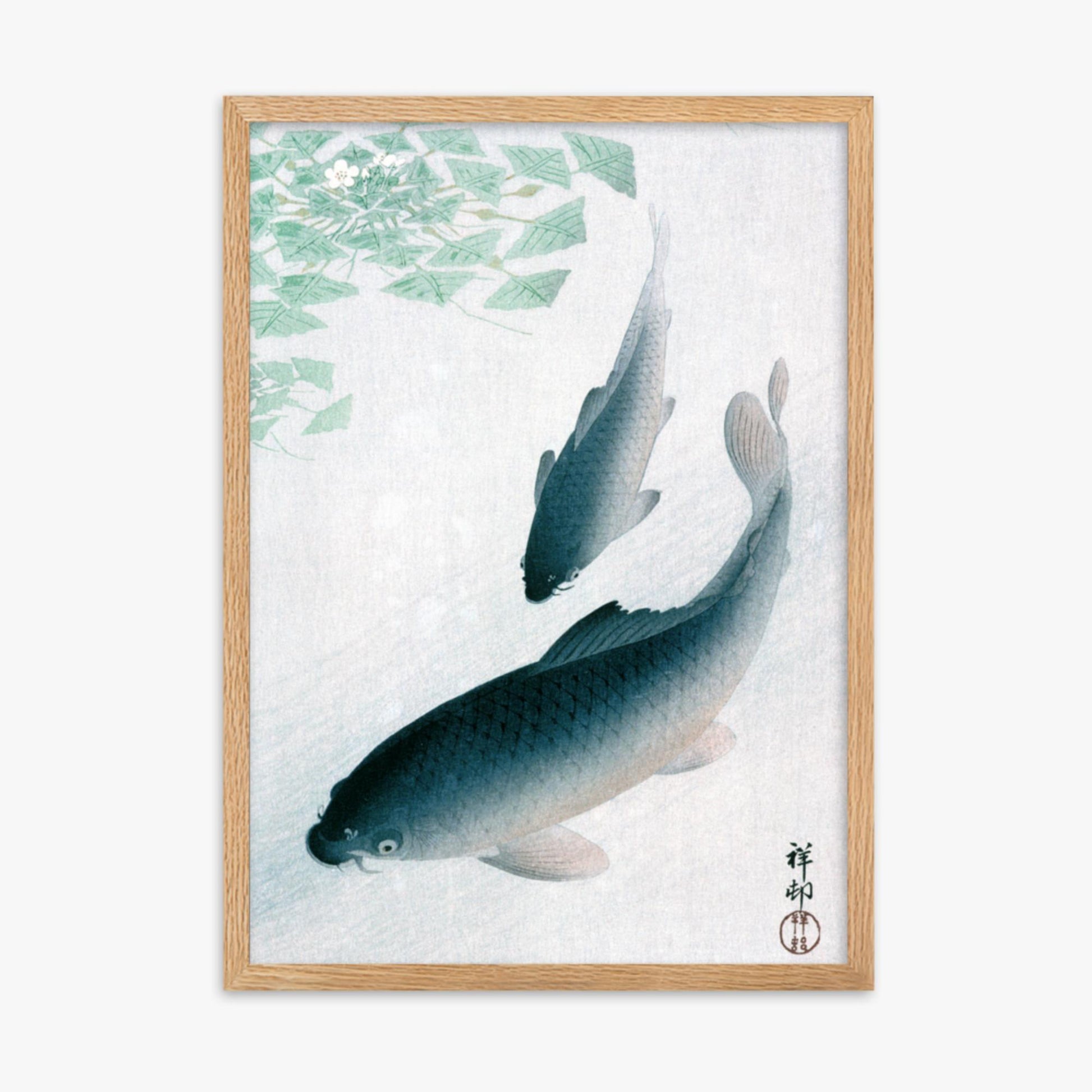 Ohara Koson - Carp or Koi 50x70 cm Poster With Oak Frame