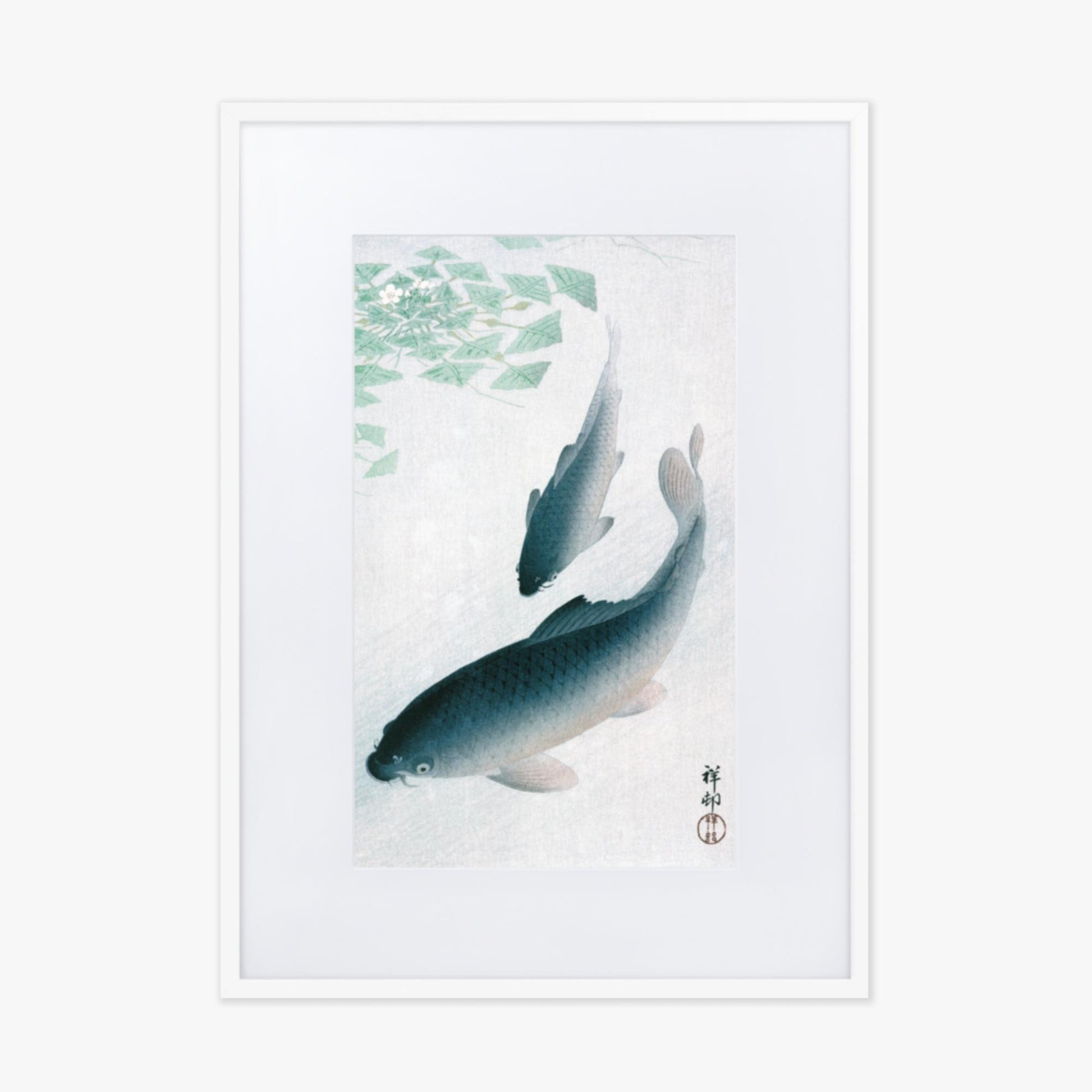 Ohara Koson - Carp or Koi 50x70 cm Poster With White Frame