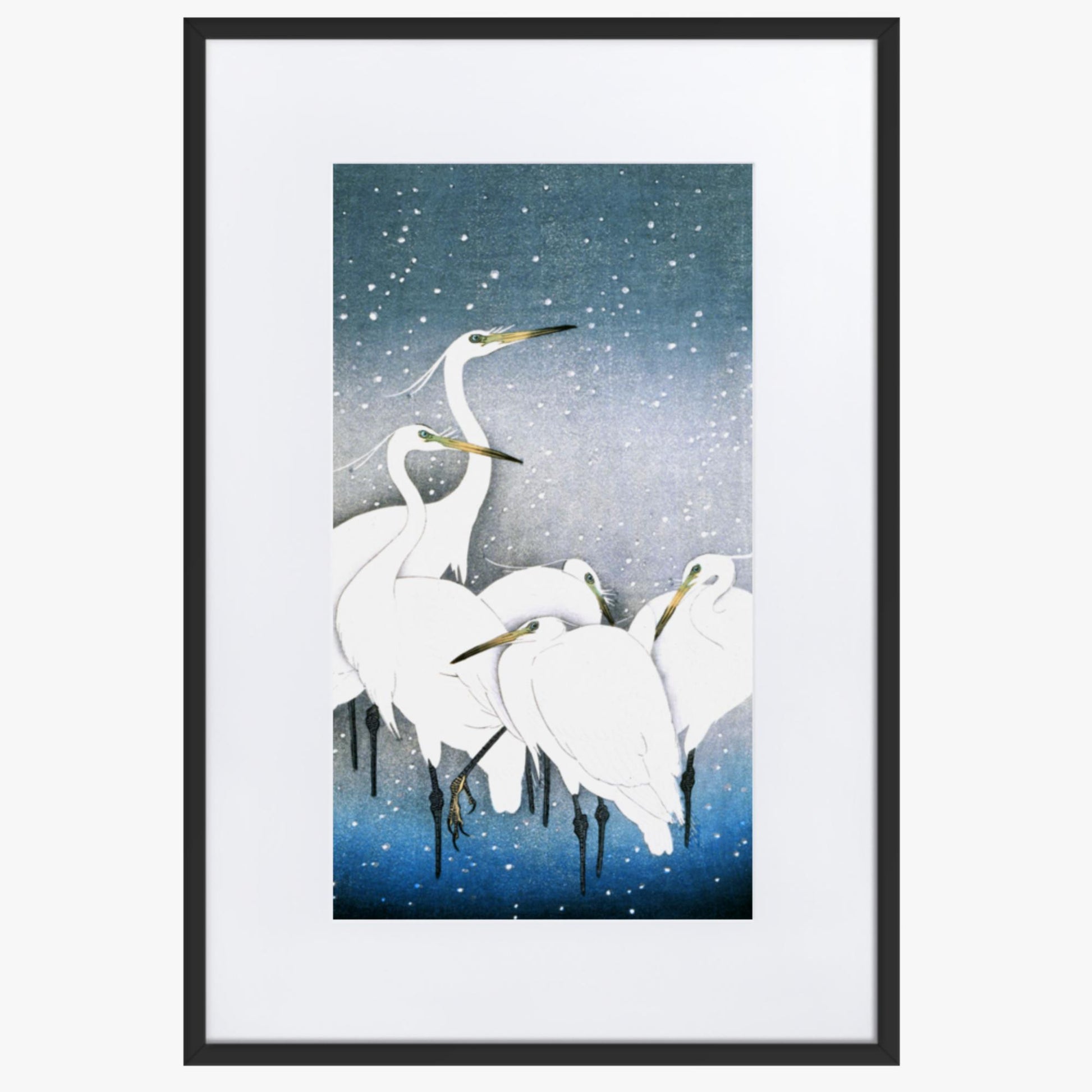 Ohara Koson - Egrets in the Snow 61x91 cm Poster With Black Frame