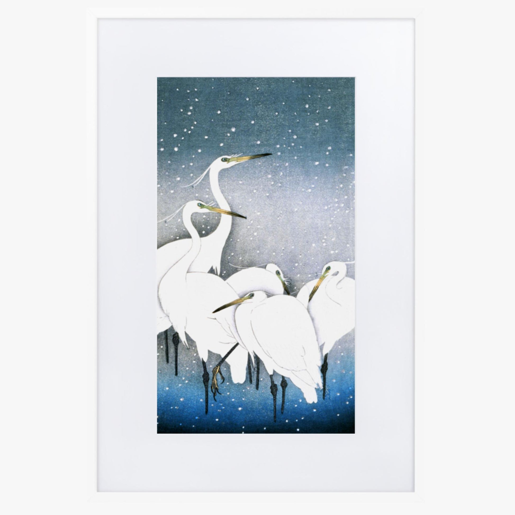 Ohara Koson - Egrets in the Snow 61x91 cm Poster With White Frame