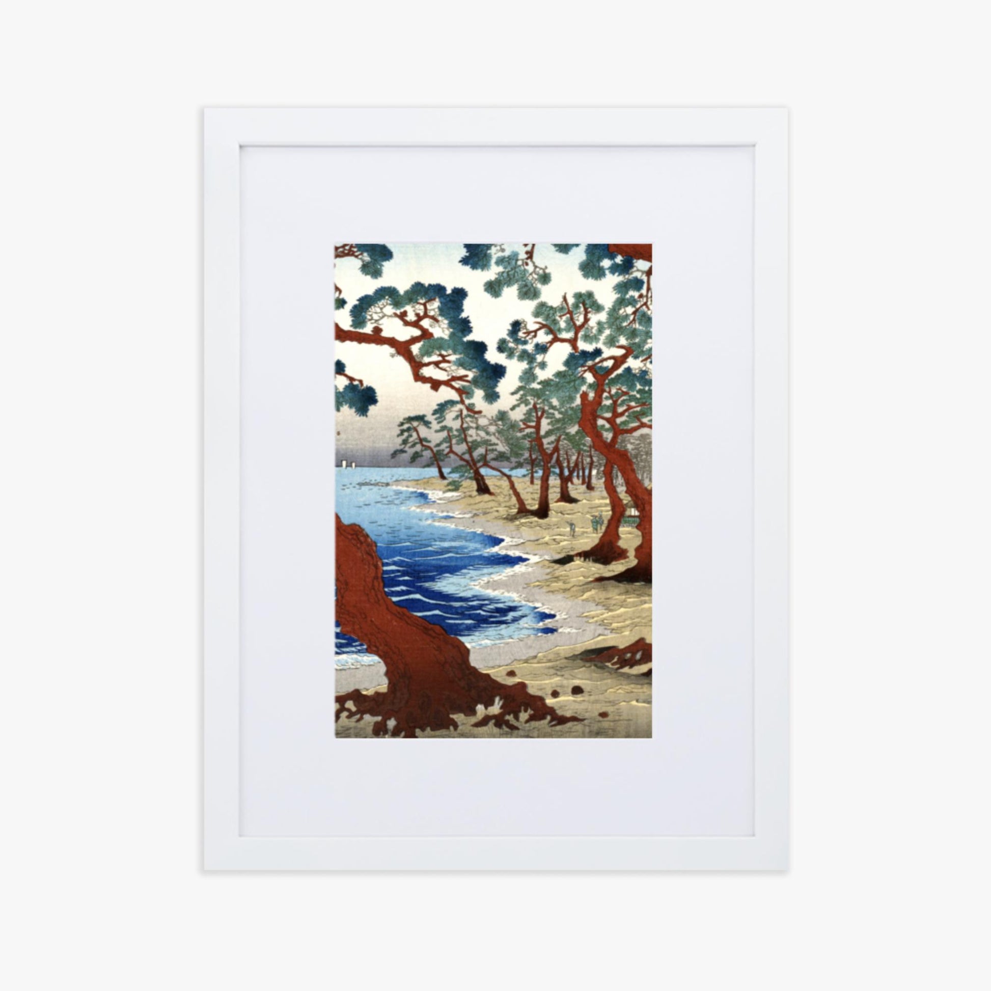 Utagawa Hiroshige - Maiko Beach in Harima Province 30x40 cm Poster With White Frame