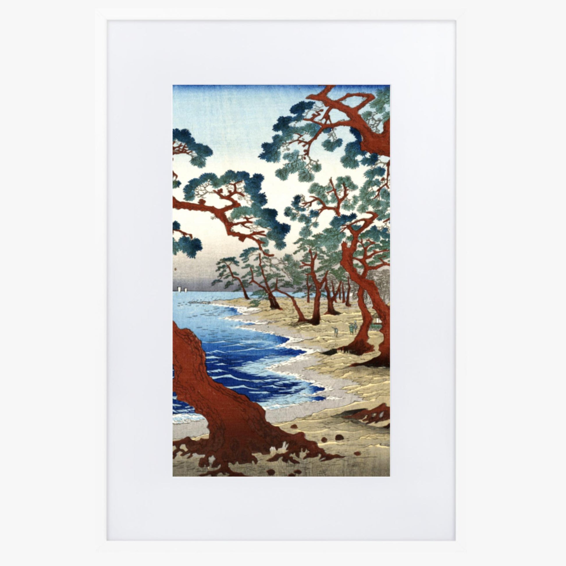 Utagawa Hiroshige - Maiko Beach in Harima Province 61x91 cm Poster With White Frame