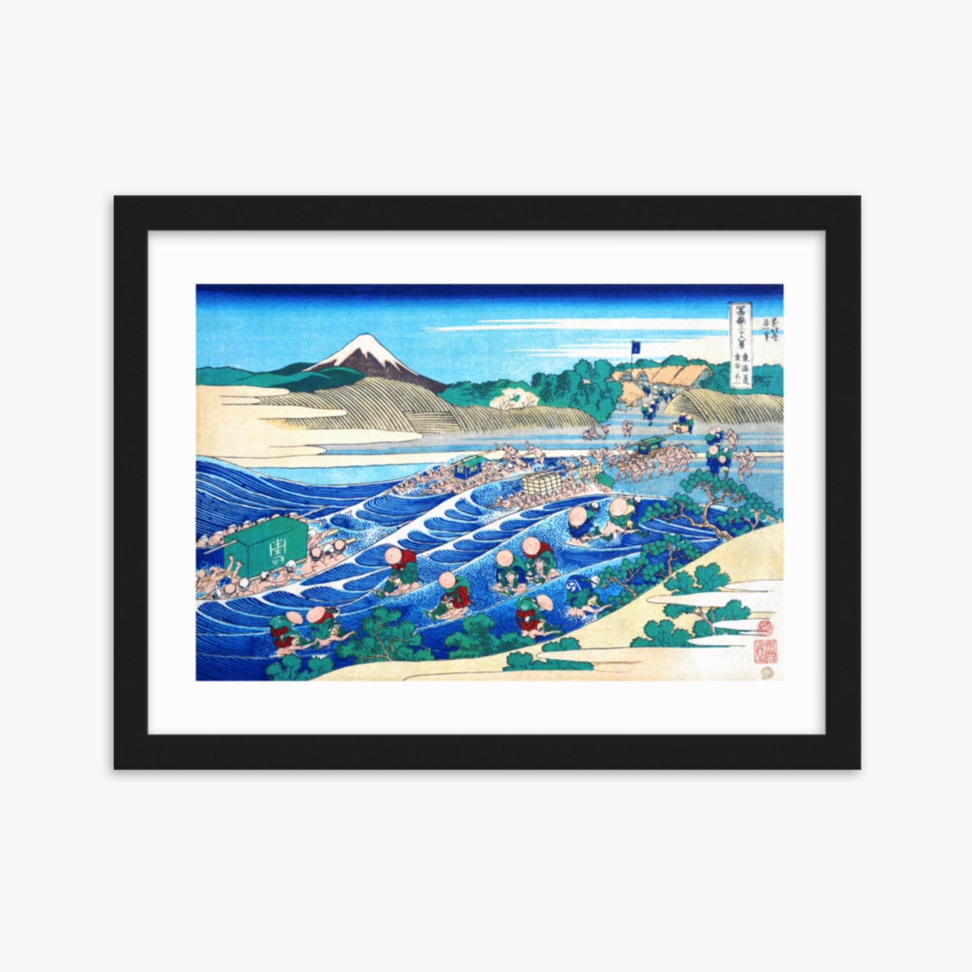 Katsushika Hokusai - Fuji Seen from Kanaya on the Tōkaidō 30x40 cm Poster With Black Frame