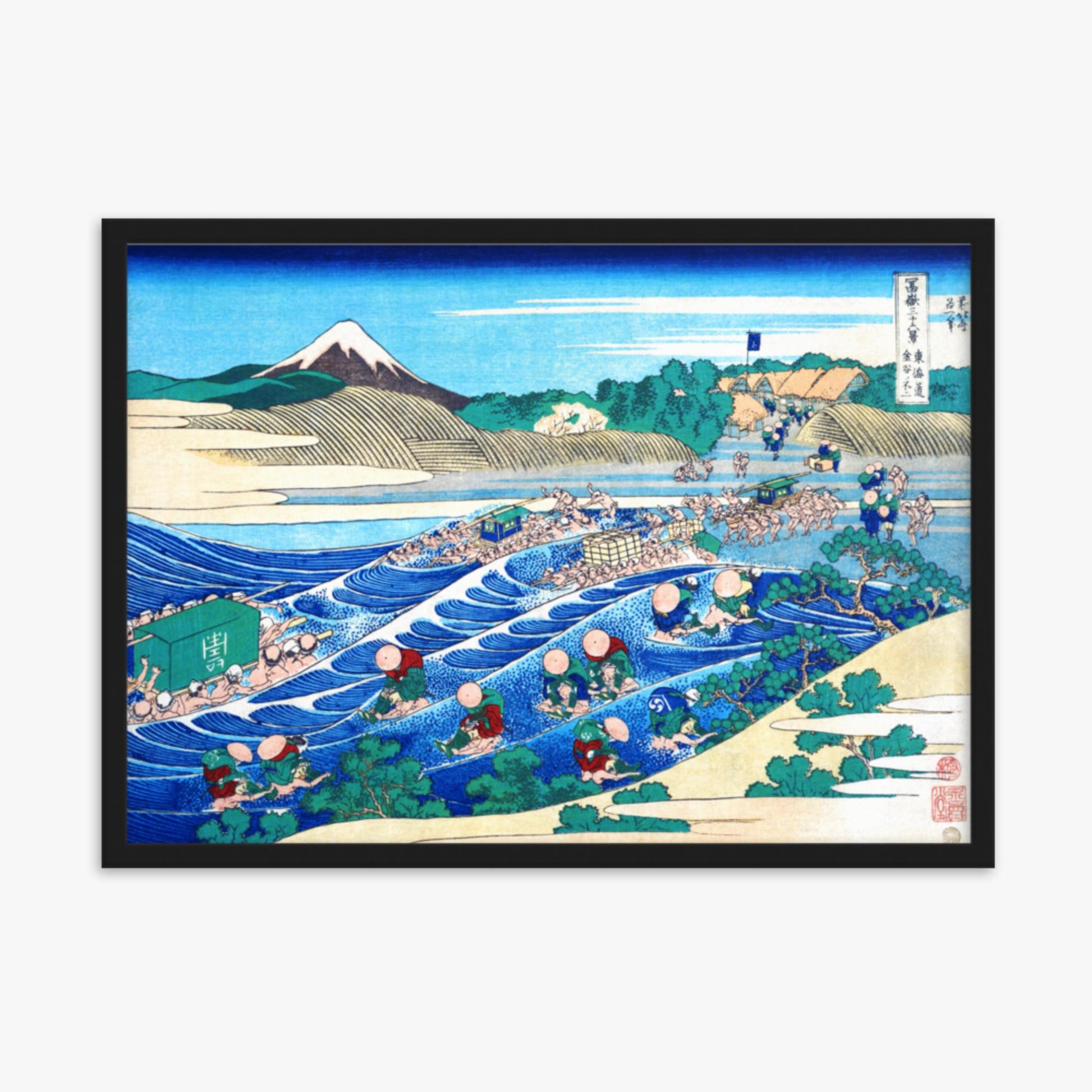 Katsushika Hokusai - Fuji Seen from Kanaya on the Tōkaidō 50x70 cm Poster With Black Frame