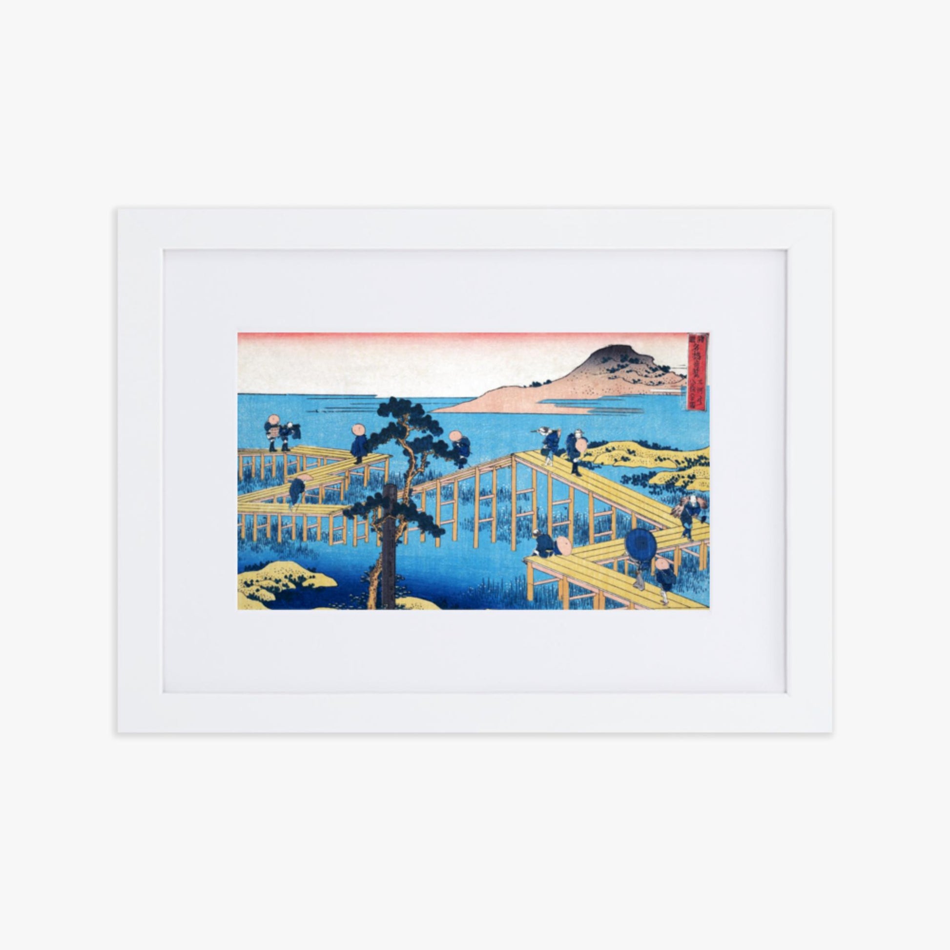 Katsushika Hokusai - Ancient View of Yatsuhashi in Mikawa Province 21x30 cm Poster With White Frame