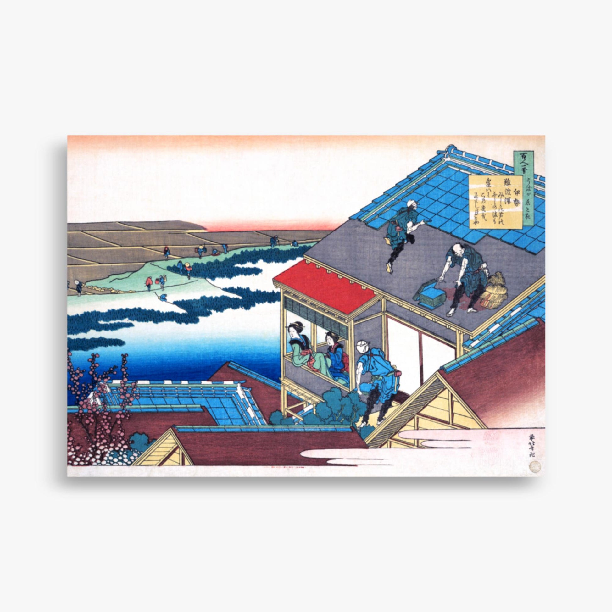 Katsushika Hokusai - Poem by Lady Ise 50x70 cm Poster