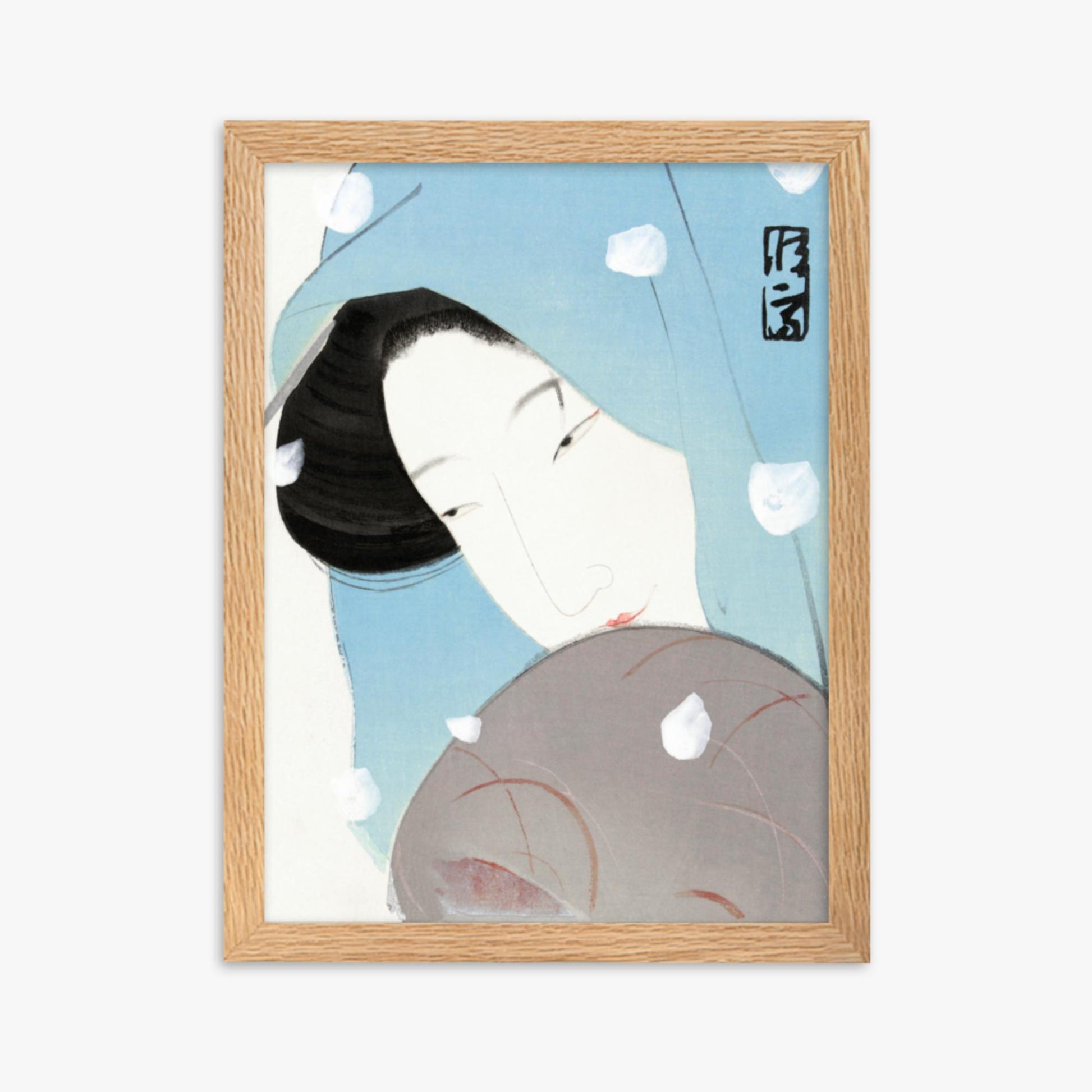 Kitano Tsunetomi - Umegawa 30x40 cm Poster With Oak Frame