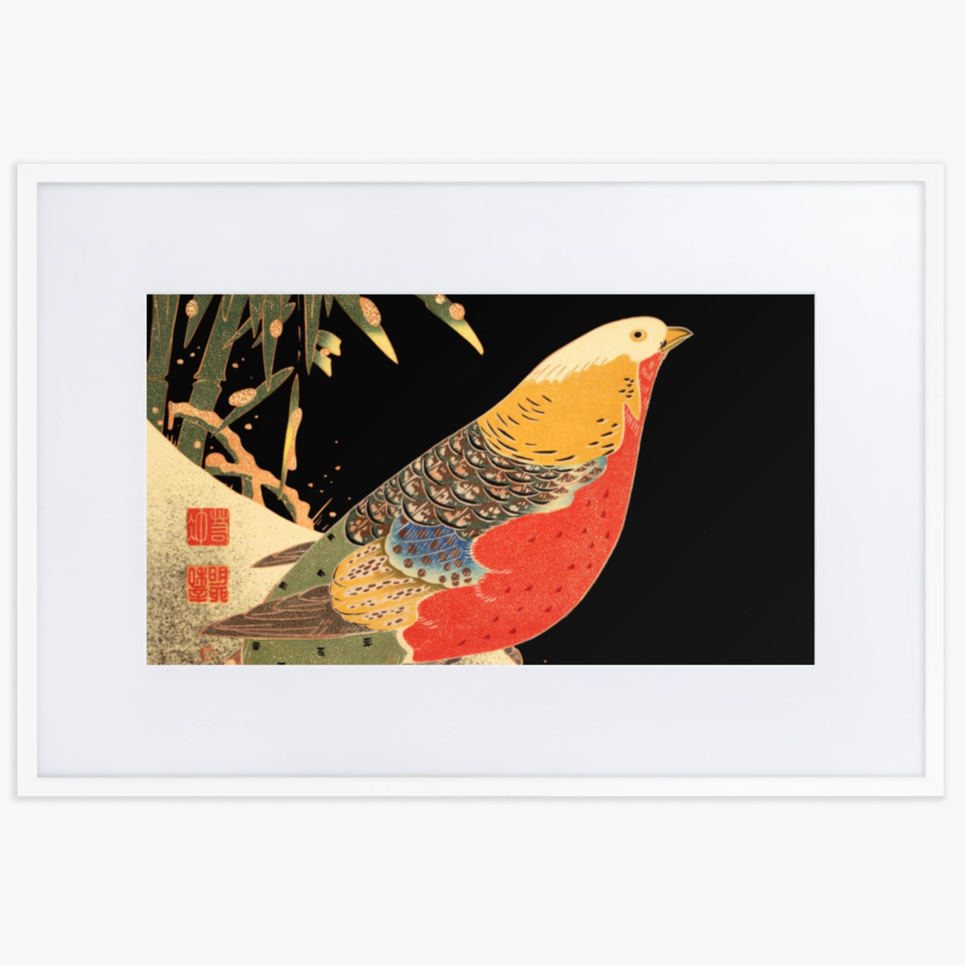 Ito Jakuchu - Golden Pheasant in the Snow 61x91 cm Poster With White Frame