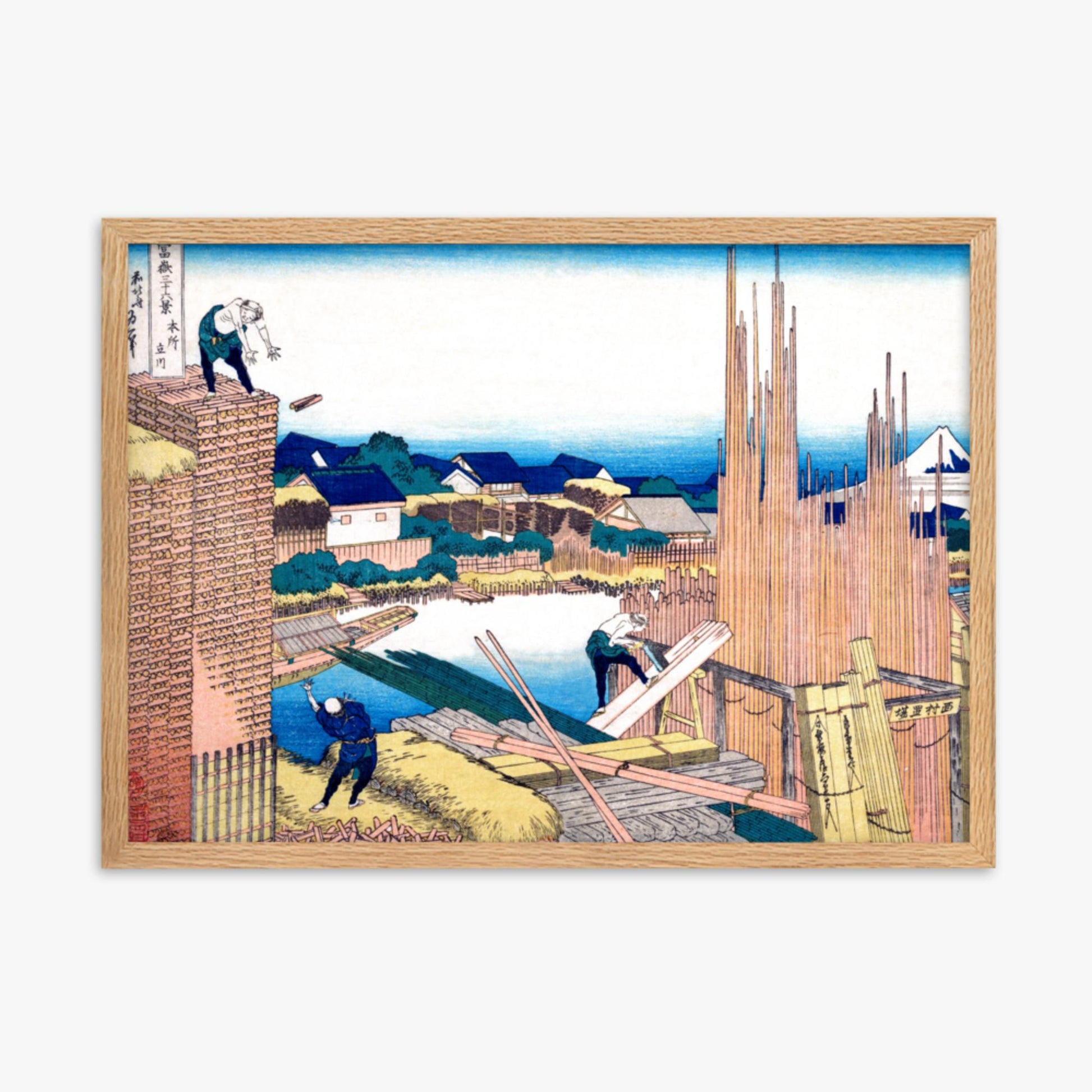 Katsushika Hokusai - Tatekawa in Honjō 50x70 cm Poster With Oak Frame