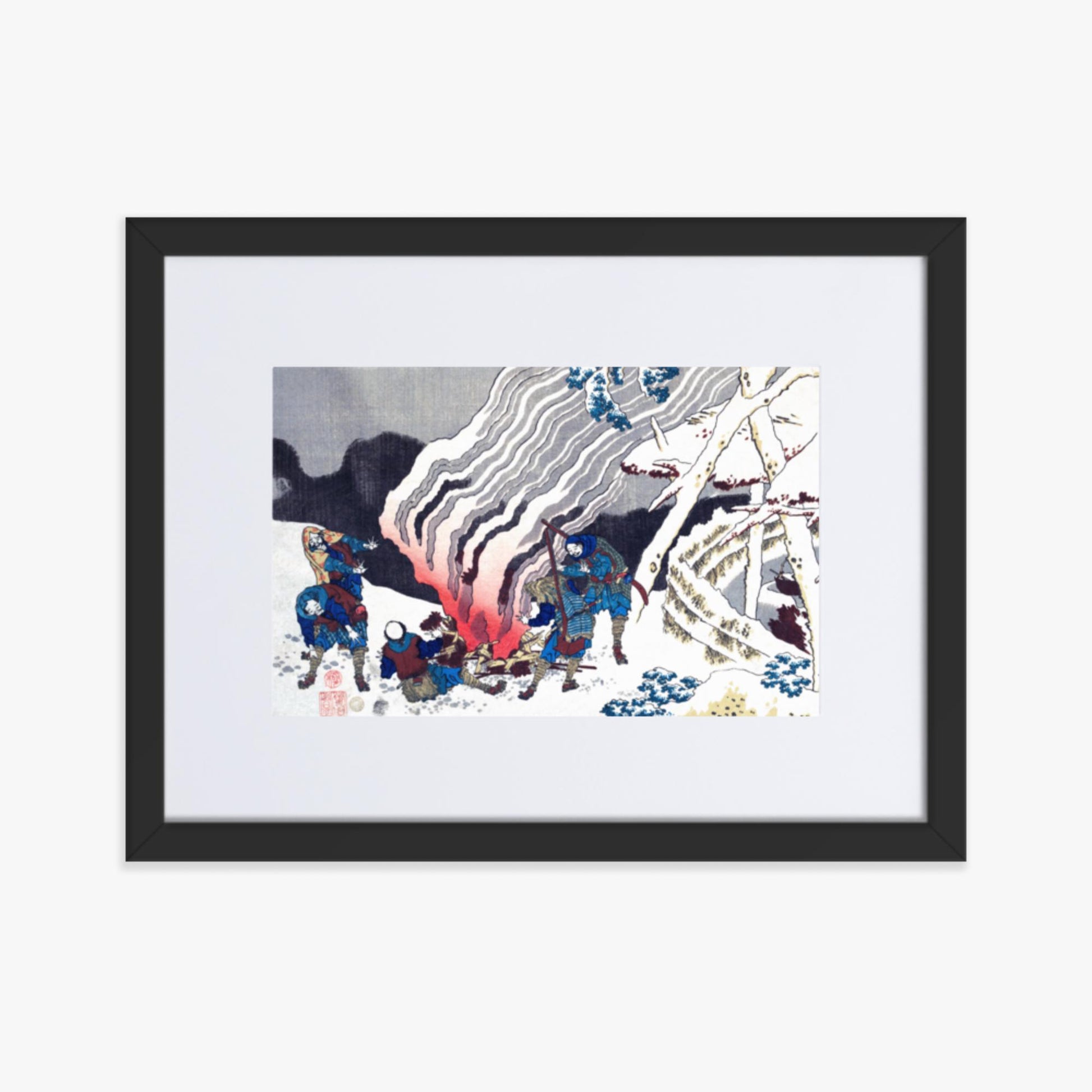 Katsushika Hokusai - Poem by Minamoto no Muneyuki Ason 30x40 cm Poster With Black Frame