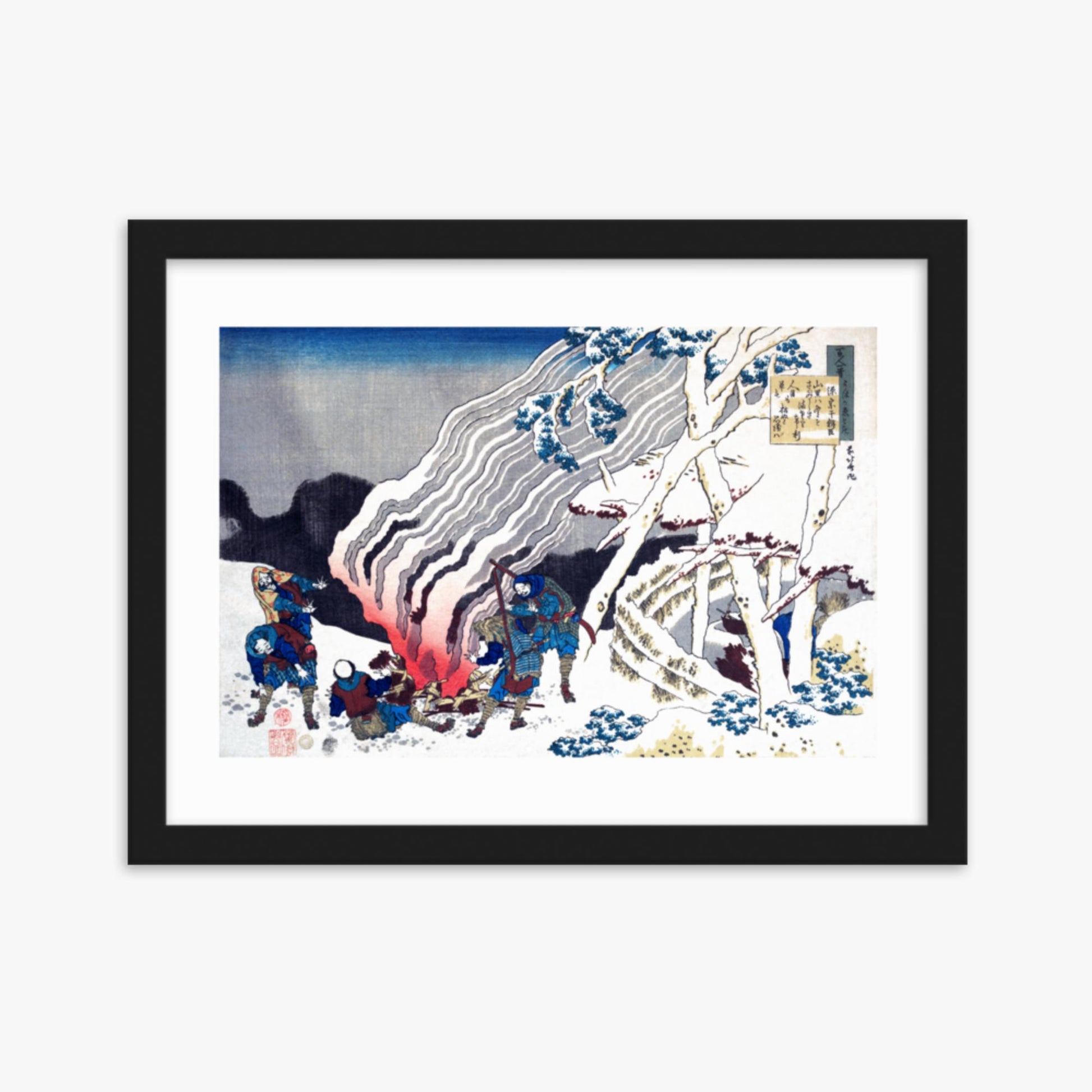 Katsushika Hokusai - Poem by Minamoto no Muneyuki Ason 30x40 cm Poster With Black Frame