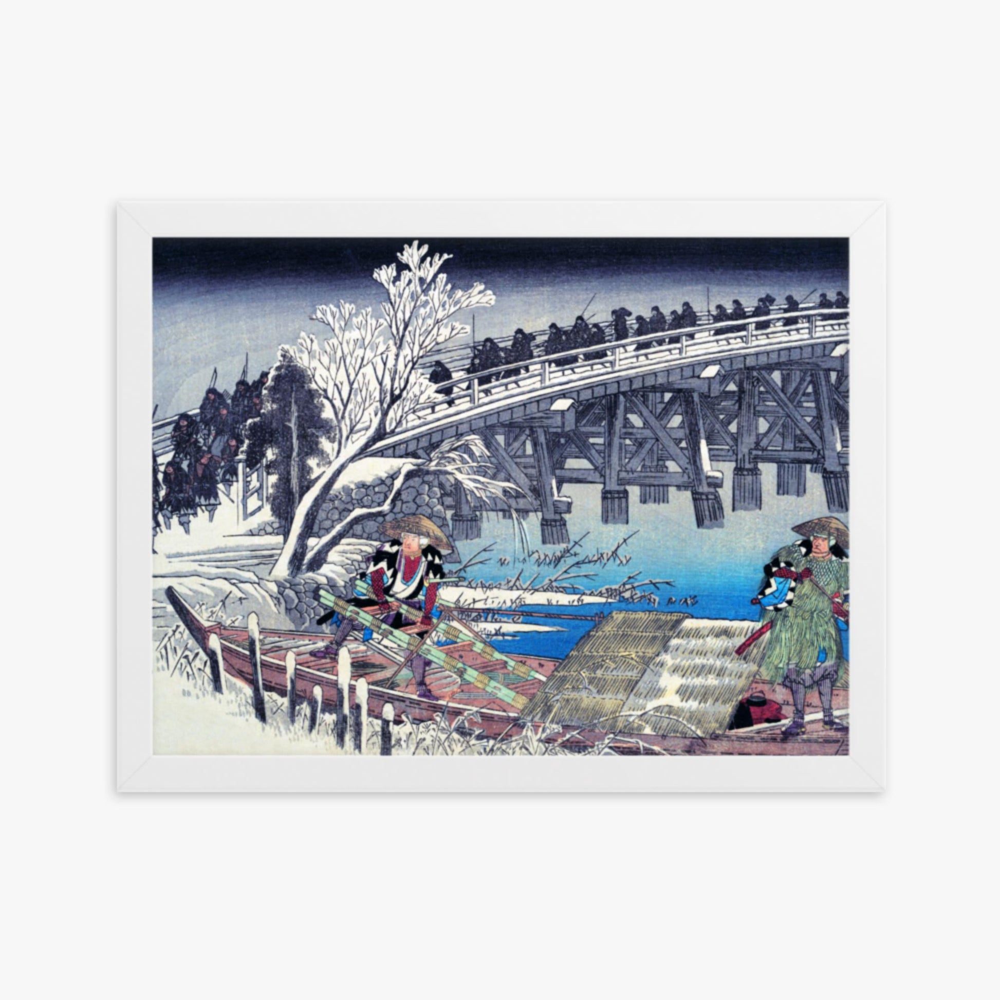 Utagawa Hiroshige - Scene I in Act XI of Chushingura 30x40 cm Poster With White Frame