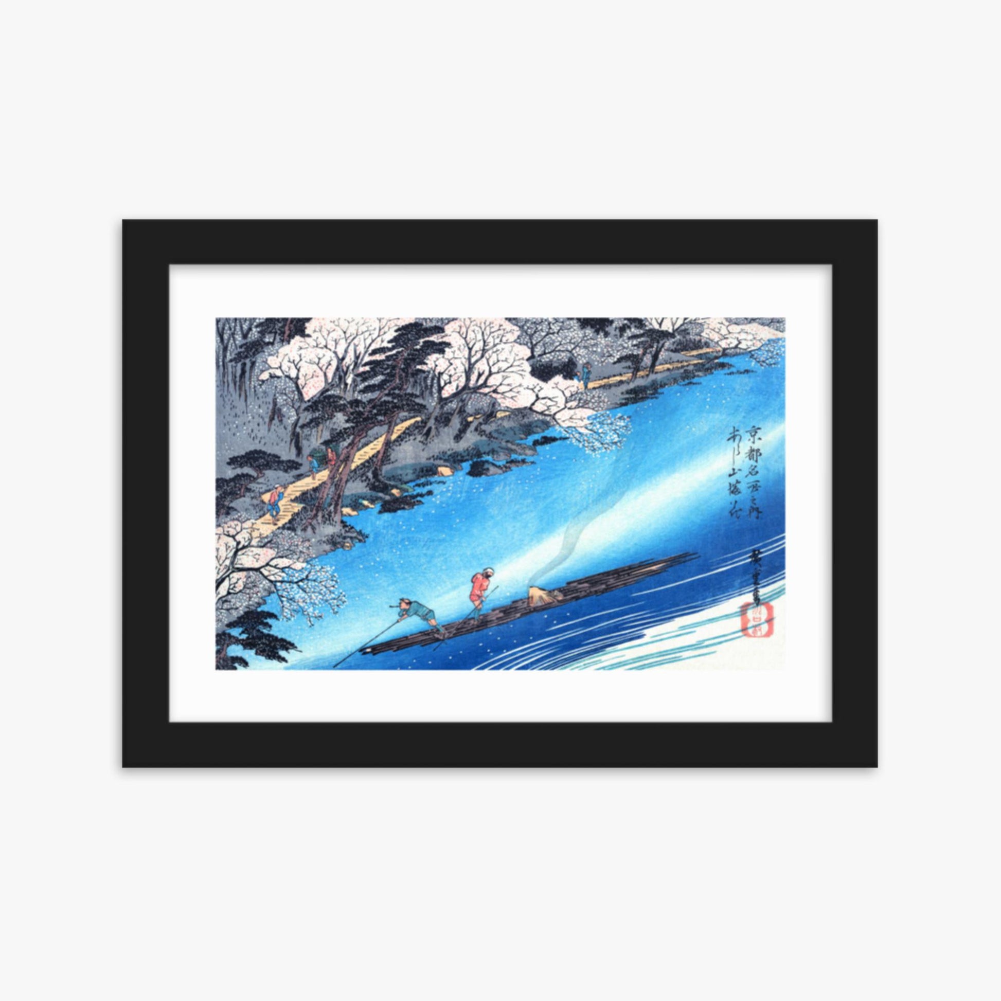 Utagawa Hiroshige - Arashiyama Manka 21x30 cm Poster With Black Frame