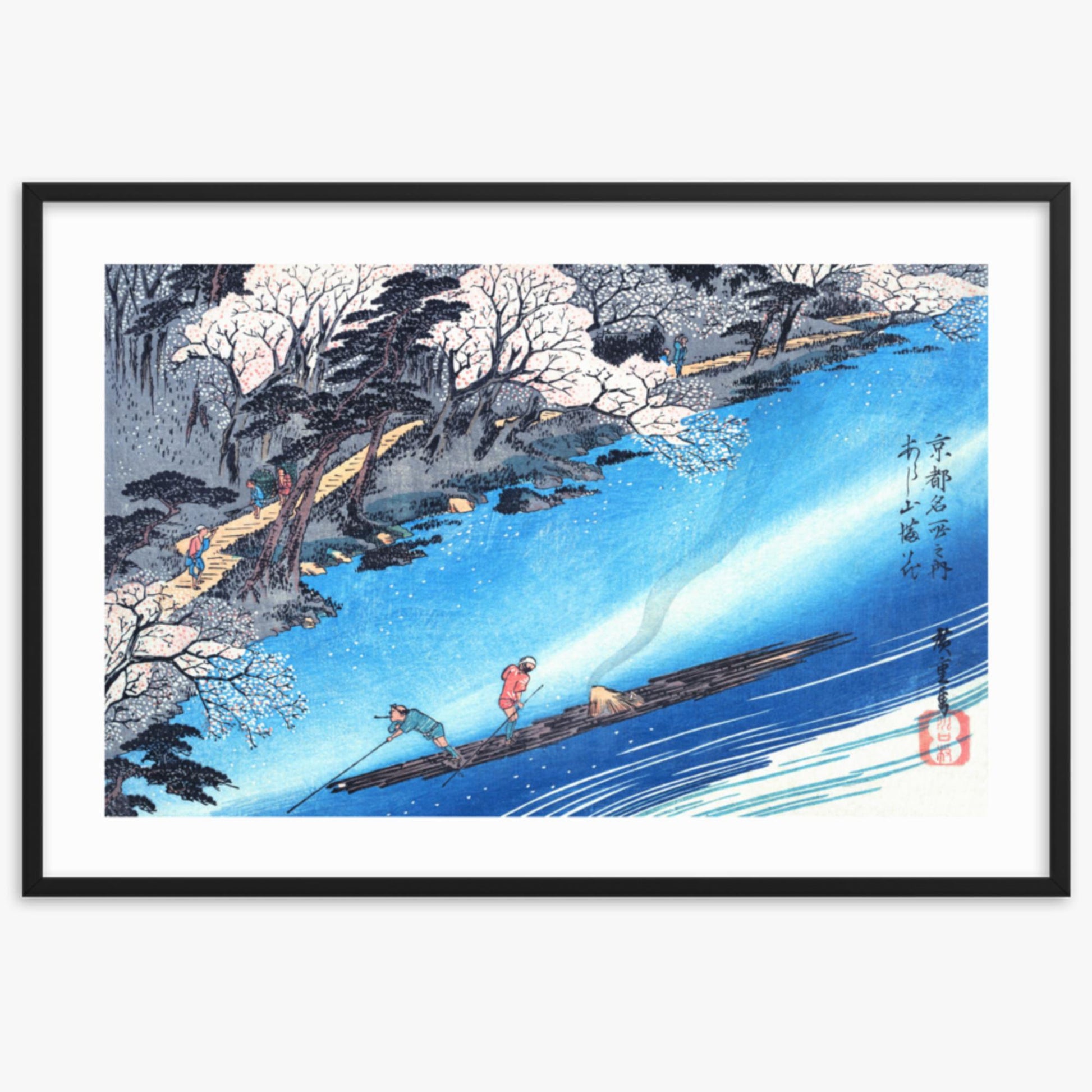 Utagawa Hiroshige - Arashiyama Manka 61x91 cm Poster With Black Frame