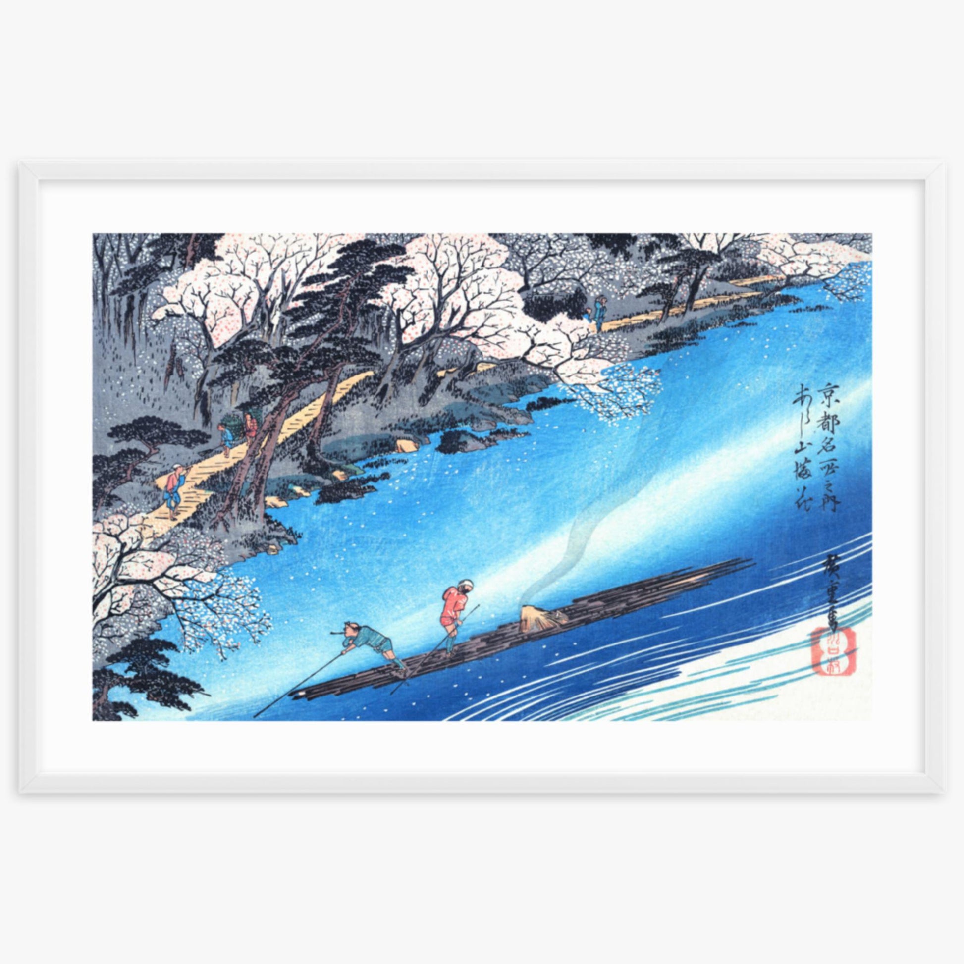 Utagawa Hiroshige - Arashiyama Manka 61x91 cm Poster With White Frame