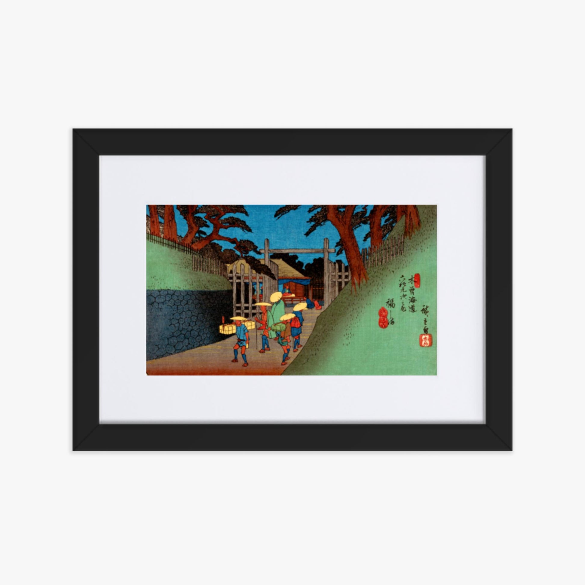 Utagawa Hiroshige - Fukushima Station 21x30 cm Poster With Black Frame