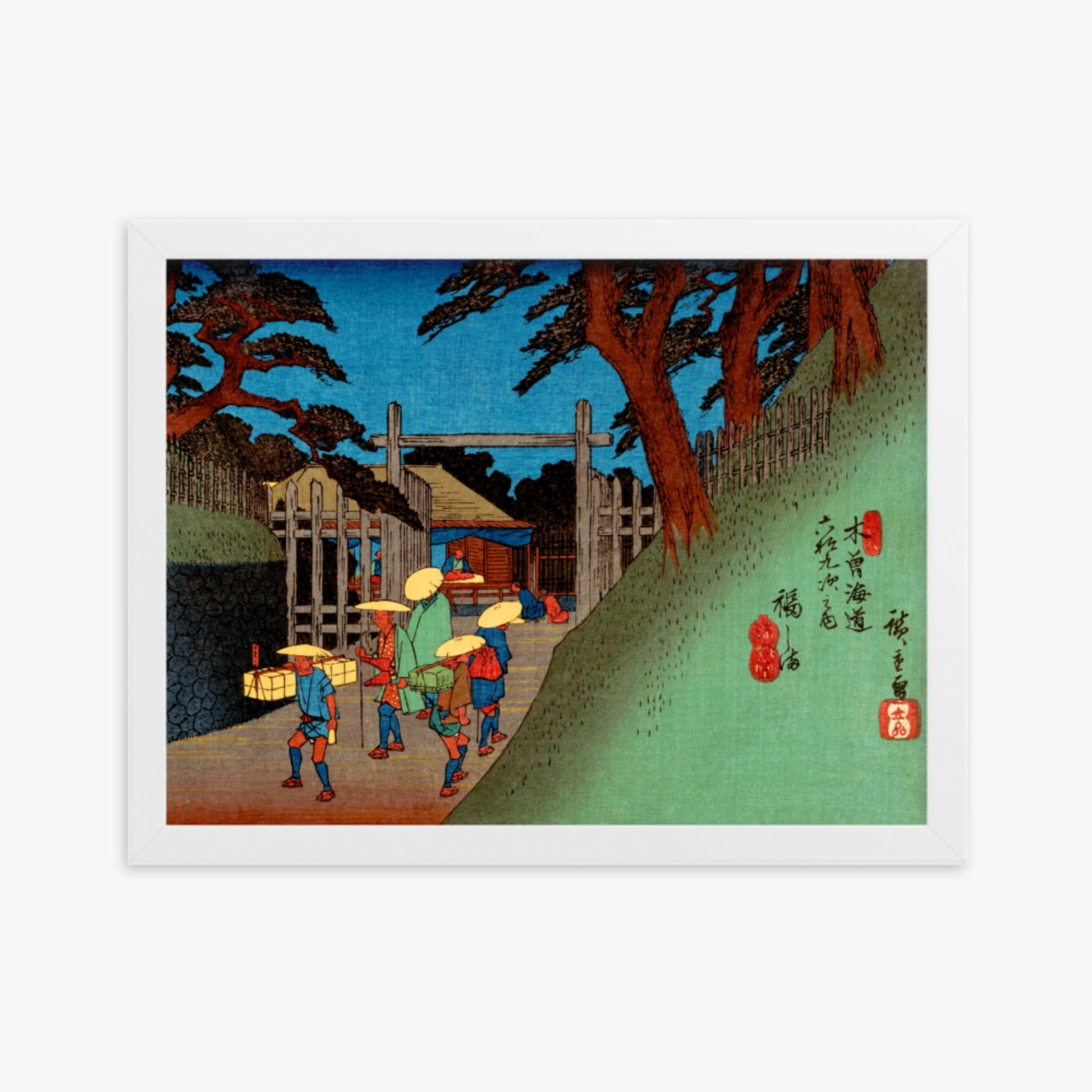 Utagawa Hiroshige - Fukushima Station 30x40 cm Poster With White Frame