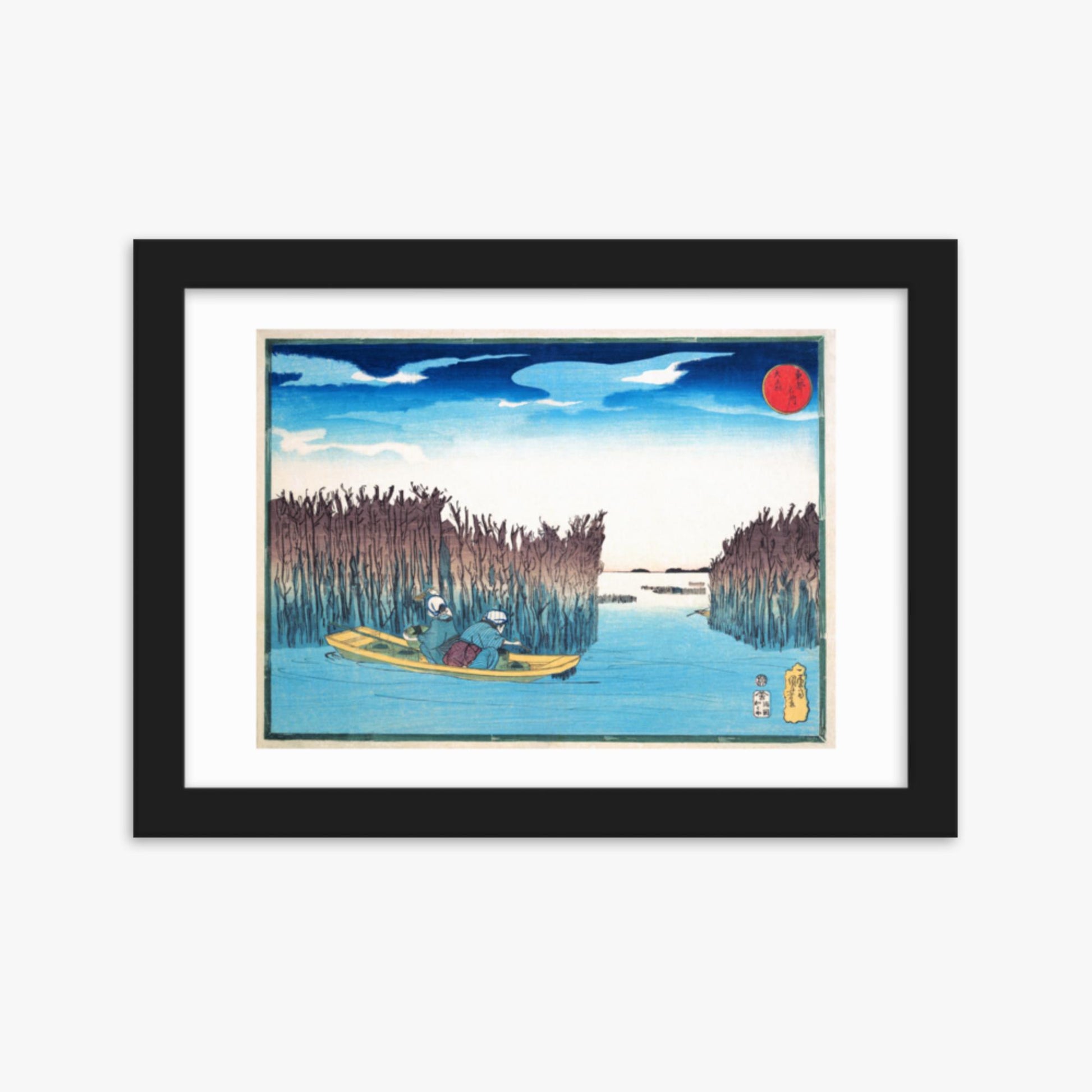 Utagawa Kuniyoshi - Seaweed Gatherers at Omori 21x30 cm Poster With Black Frame