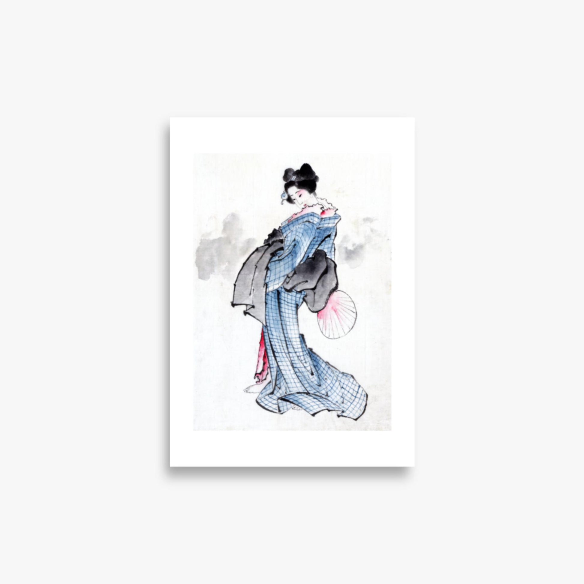 Katsushika Hokusai - Illustration of a Japanese Woman in Kimono 21x30 cm Poster