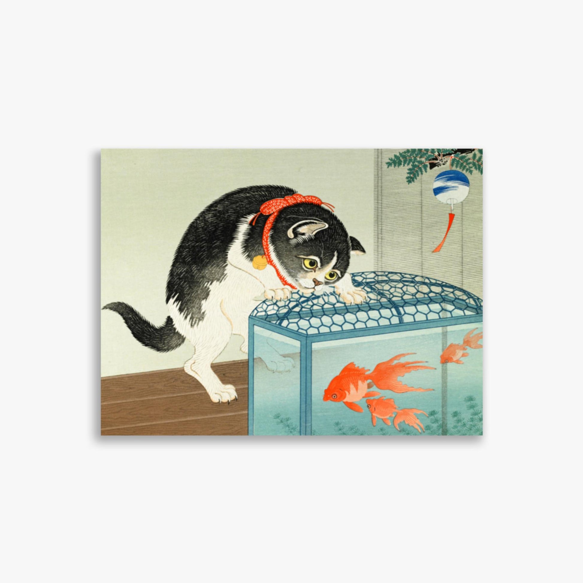 Ohara Koson: Cat and Goldfish - 30x40 cm Poster