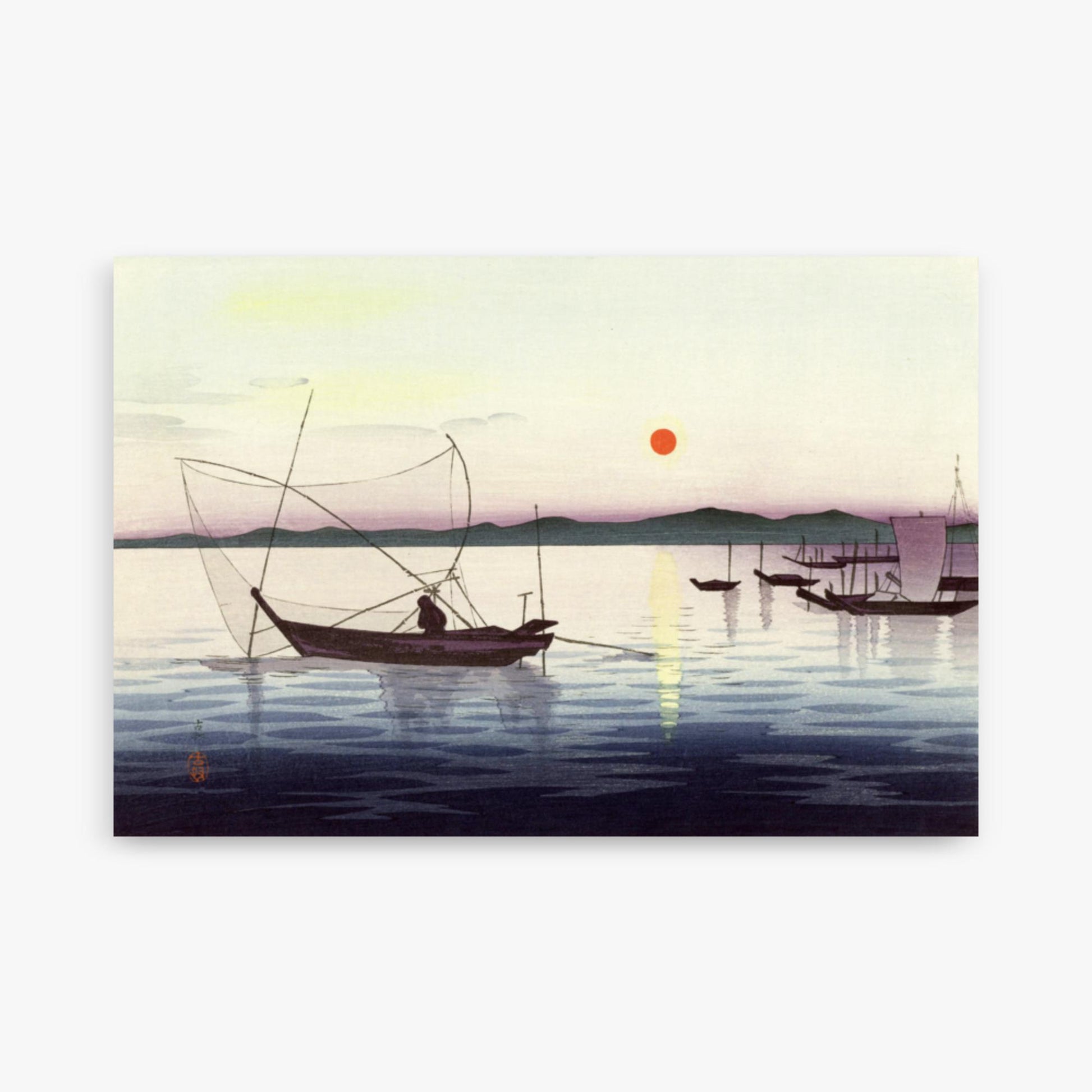 Ohara Koson: Fishing boats at sunset - 61x91 cm Poster