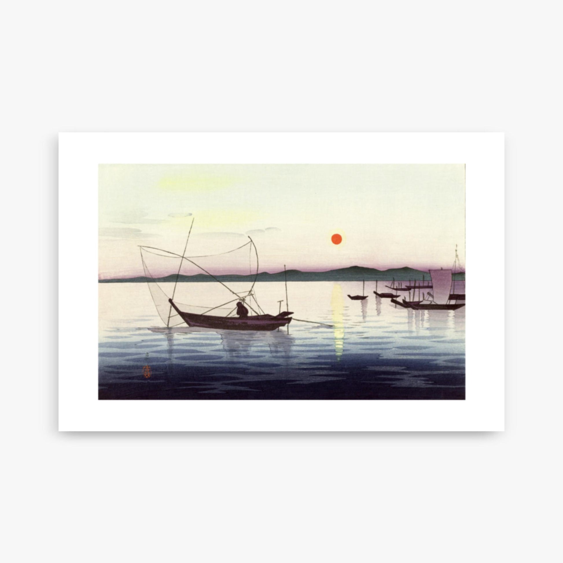 Ohara Koson: Fishing boats at sunset - 61x91 cm Poster