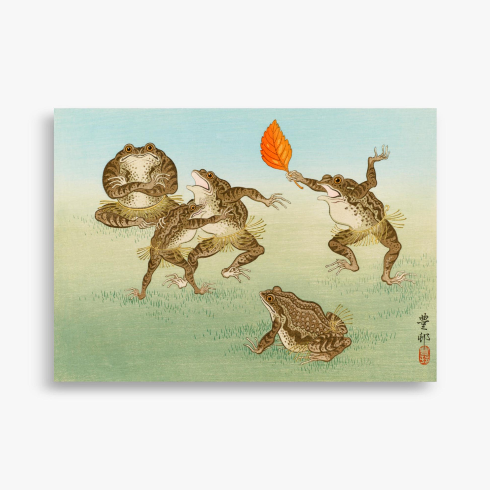 Ohara Koson: Sumo-Wrestling Toads - 50x70 cm Poster