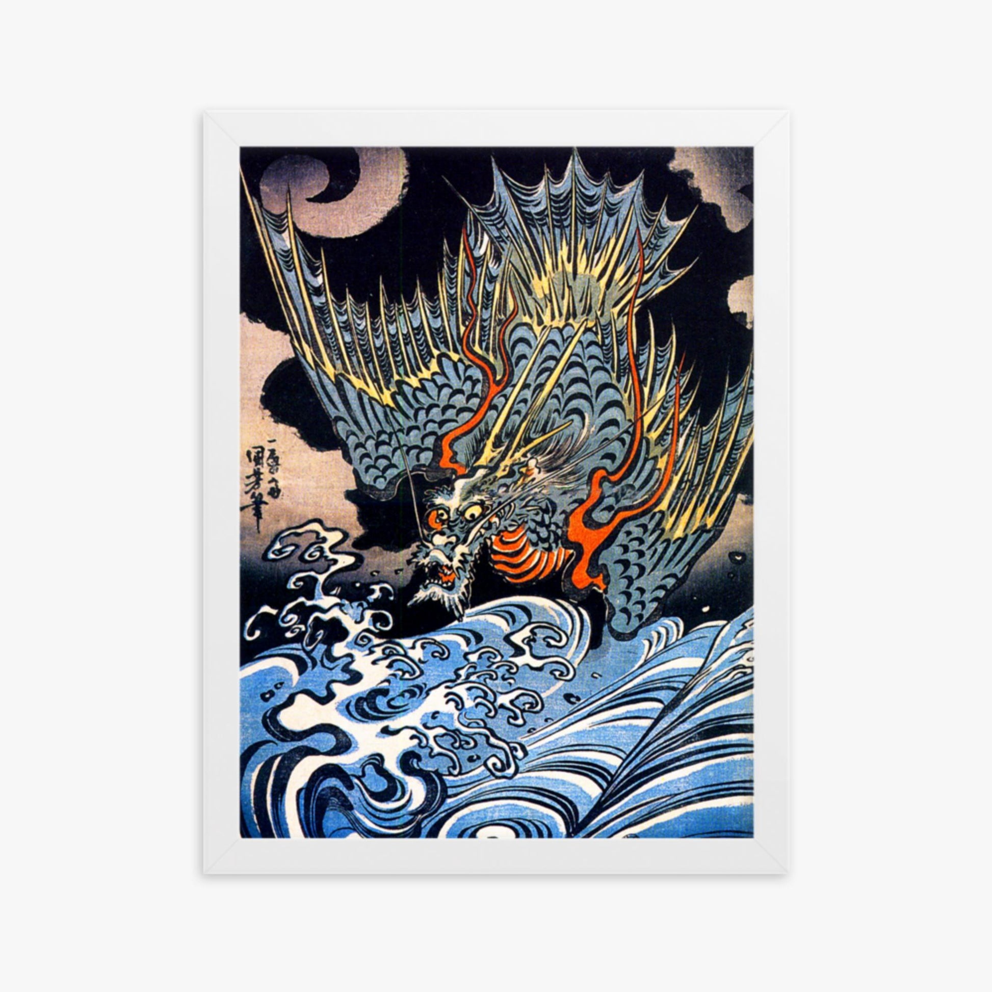 Utagawa Kuniyoshi: A Japanese sea dragon - 30x40 cm Poster With White Frame