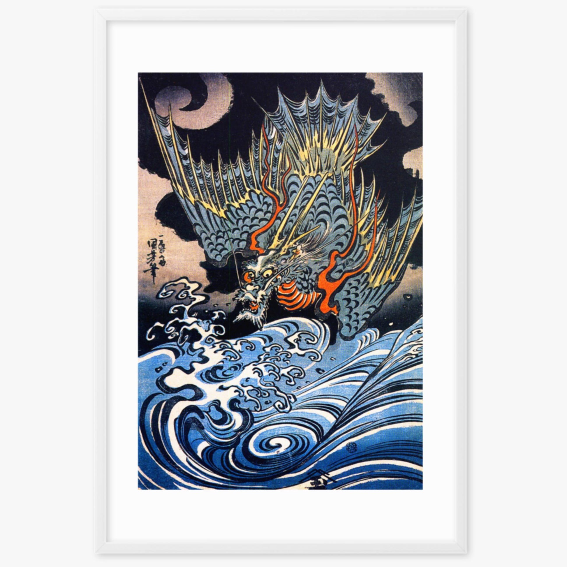 Utagawa Kuniyoshi: A Japanese sea dragon - 61x91 cm Poster With White Frame