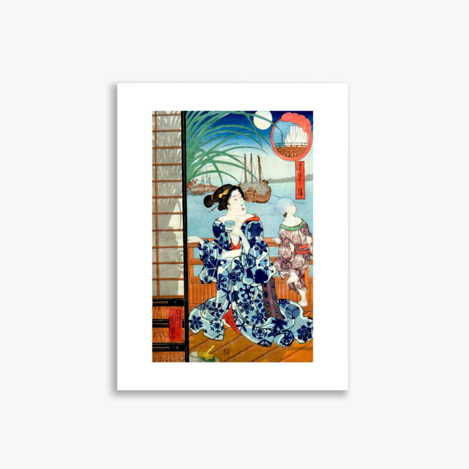 Utagawa Kuniyoshi: Clear Moon in the Eighth Month - 30x40 cm Poster