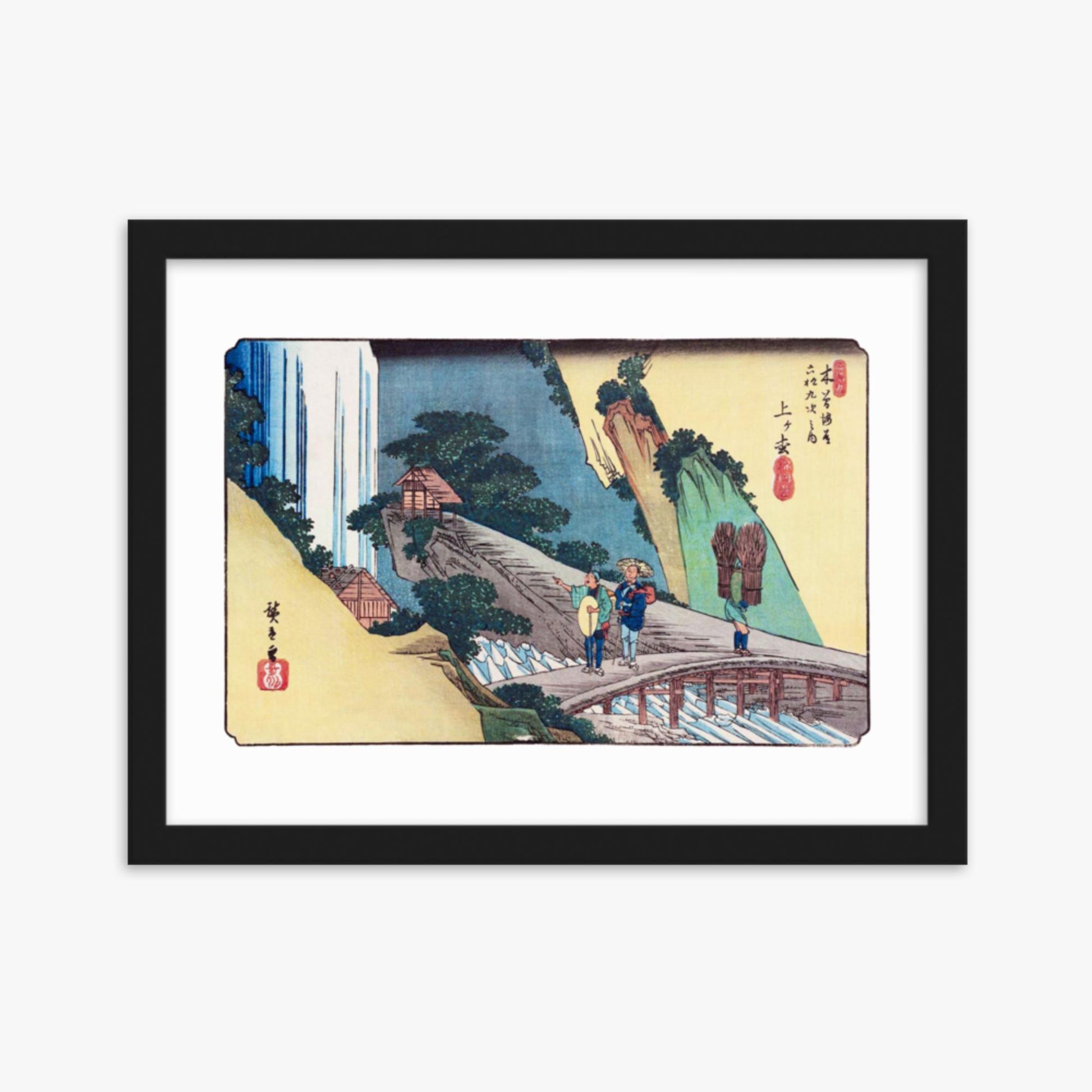 Keisai Yeisen, Utagawa Hiroshige: Agematsu-juku, Sixty-nine Stations of the Kiso Road - 30x40 cm Poster With Black Frame