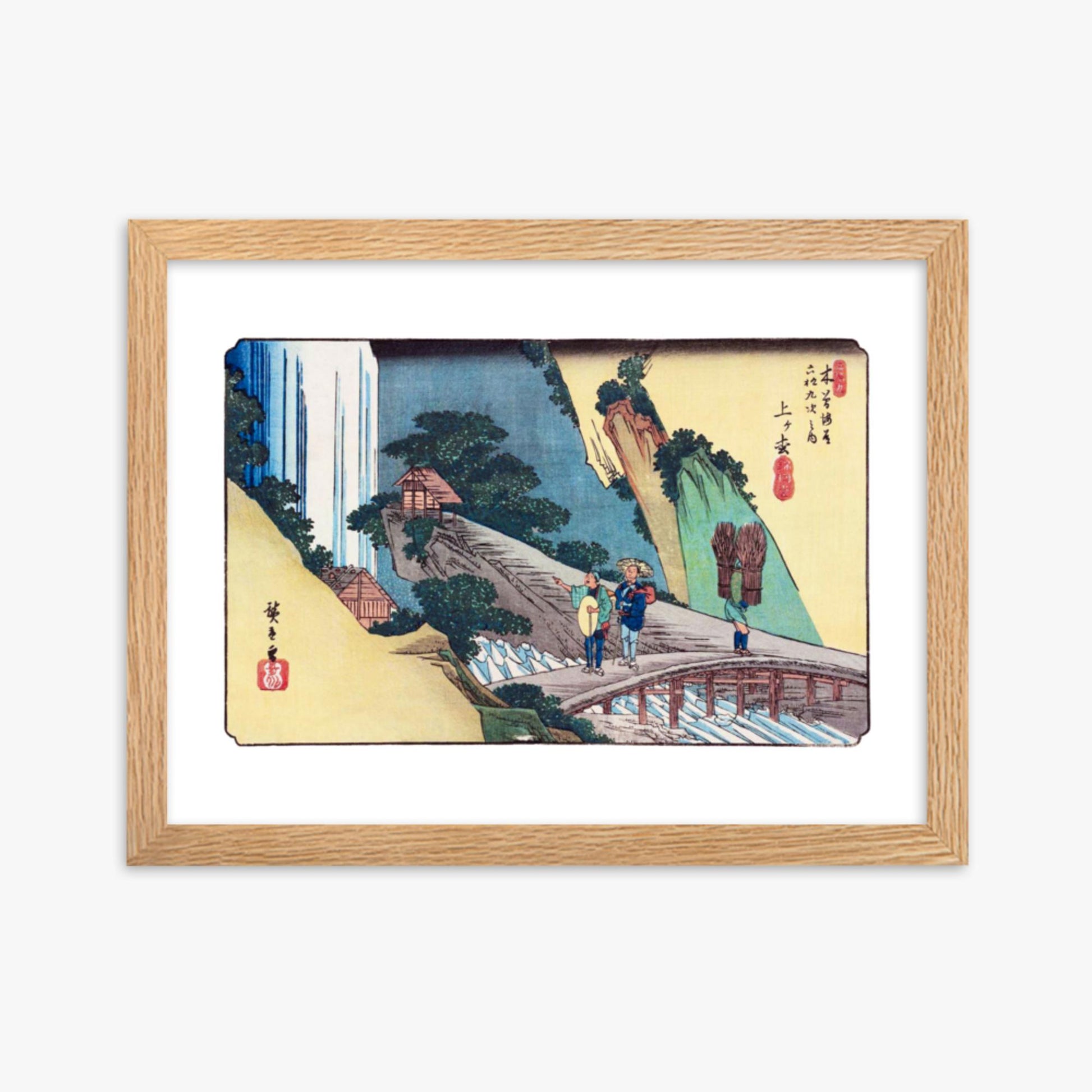 Keisai Yeisen, Utagawa Hiroshige: Agematsu-juku, Sixty-nine Stations of the Kiso Road - 30x40 cm Poster With Oak Frame