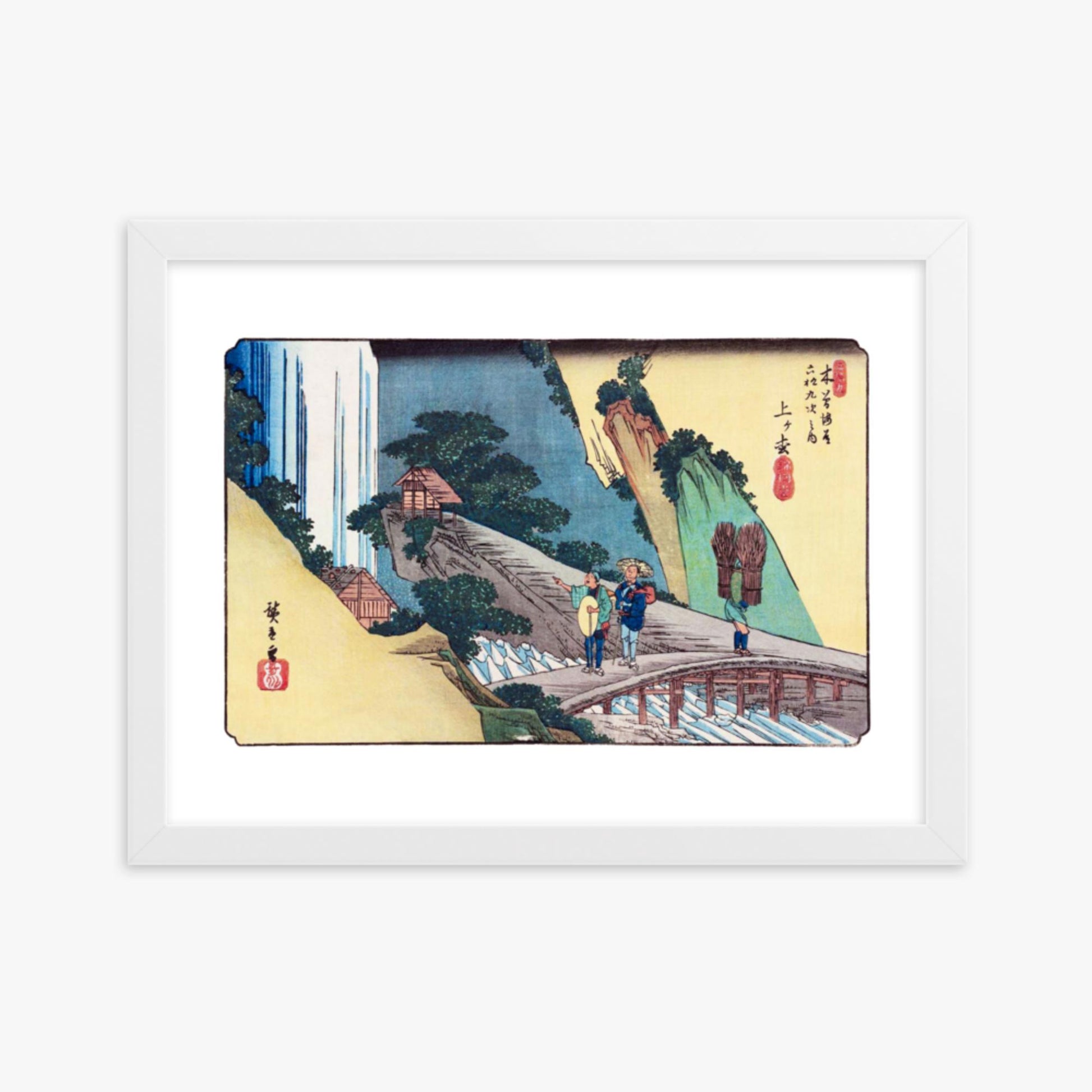 Keisai Yeisen, Utagawa Hiroshige: Agematsu-juku, Sixty-nine Stations of the Kiso Road - 30x40 cm Poster With White Frame