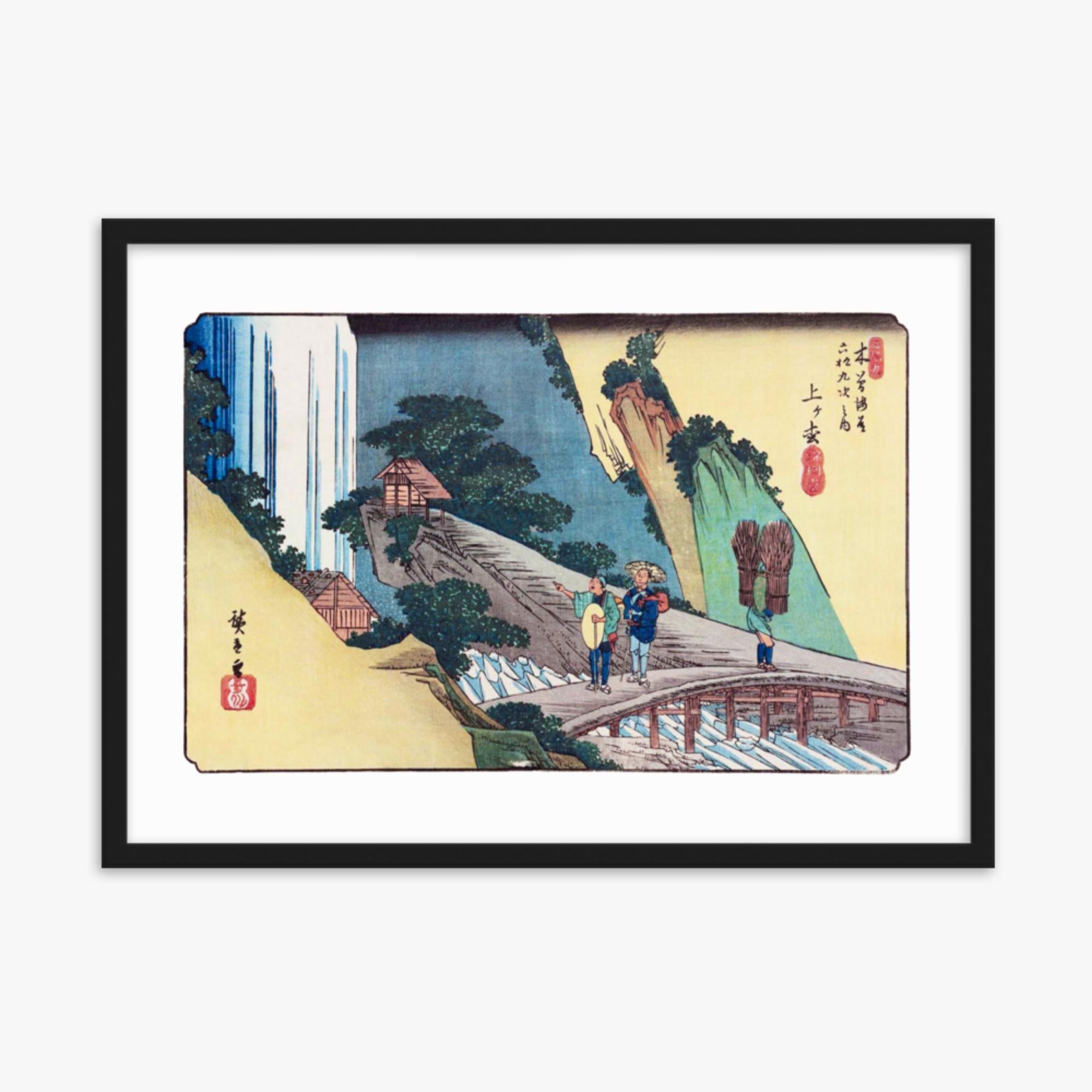 Keisai Yeisen, Utagawa Hiroshige: Agematsu-juku, Sixty-nine Stations of the Kiso Road - 50x70 cm Poster With Black Frame