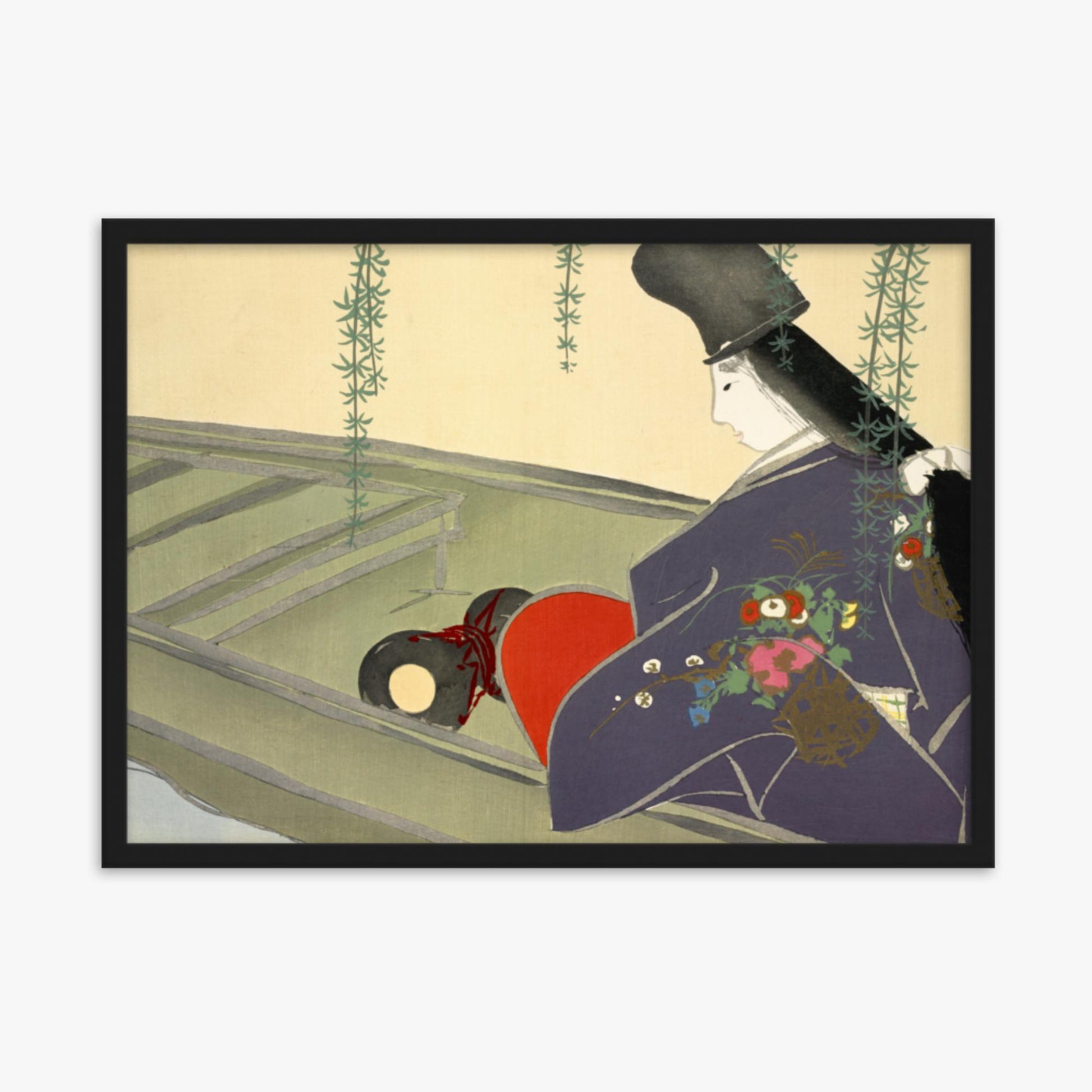 Kamisaka Sekka: Asazuma-bune, from Momoyo-gusa - 50x70 cm Poster With Black Frame