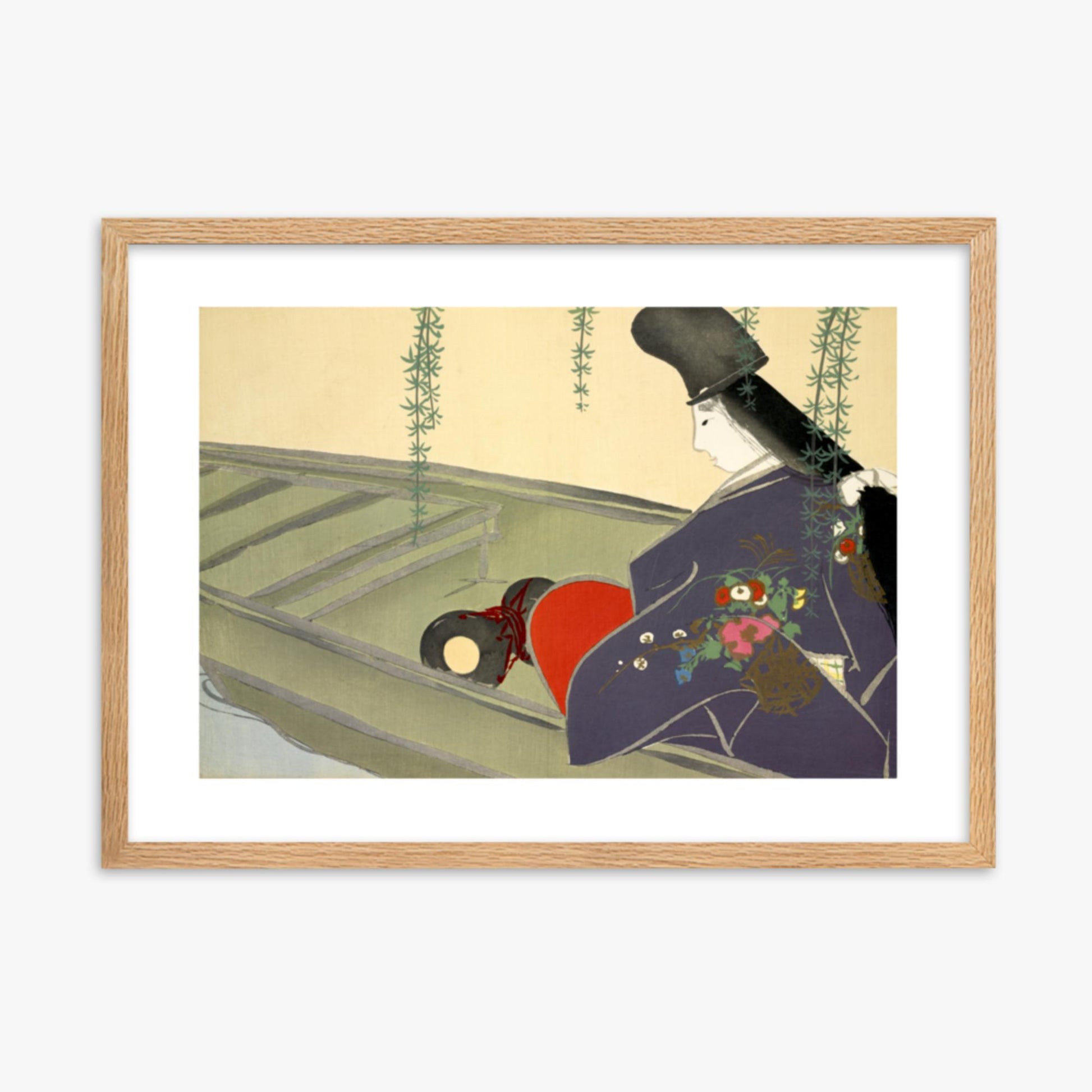 Kamisaka Sekka: Asazuma-bune, from Momoyo-gusa - 50x70 cm Poster With Oak Frame