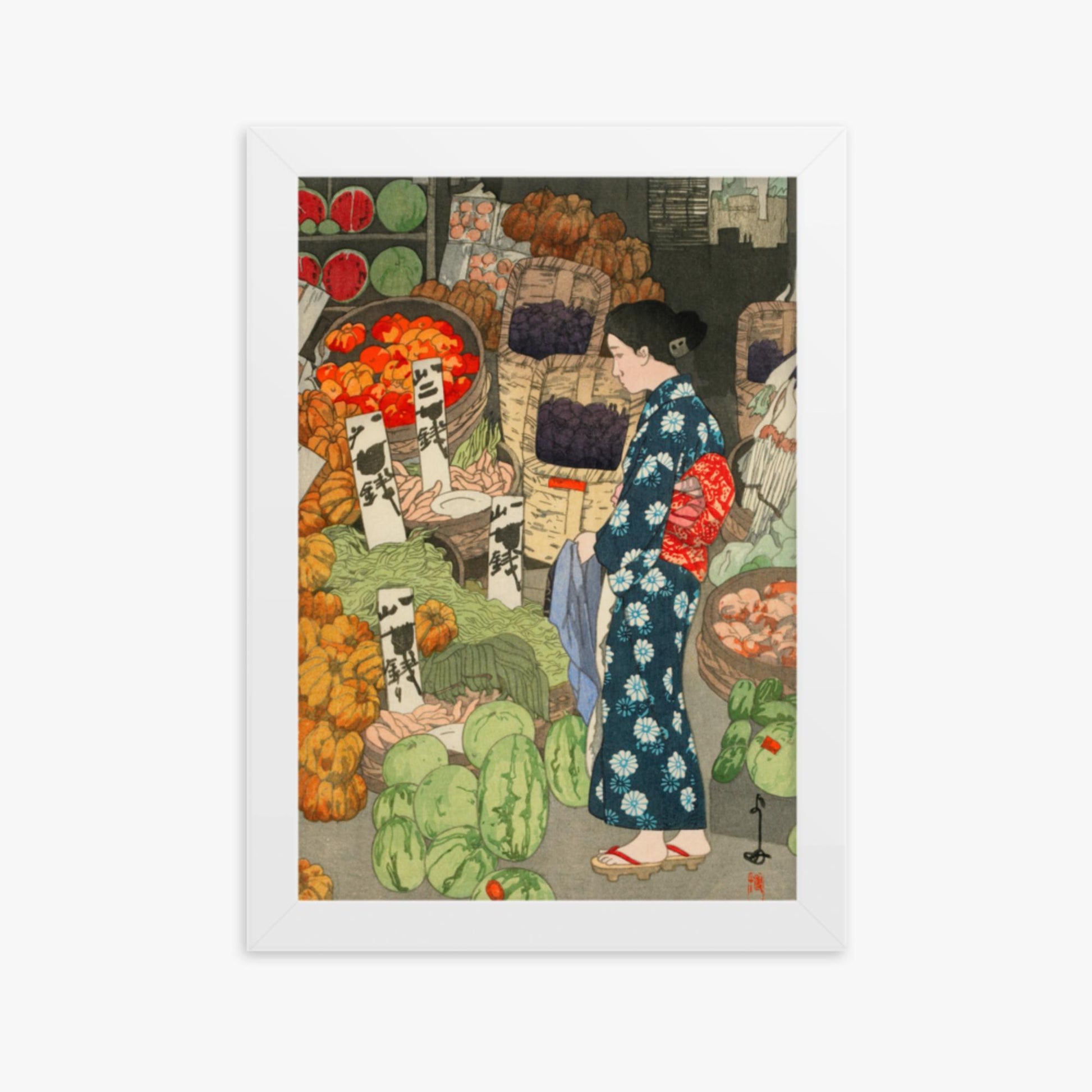 Hiroshi Yoshida: Honest Grocery - 21x30 cm Poster With White Frame