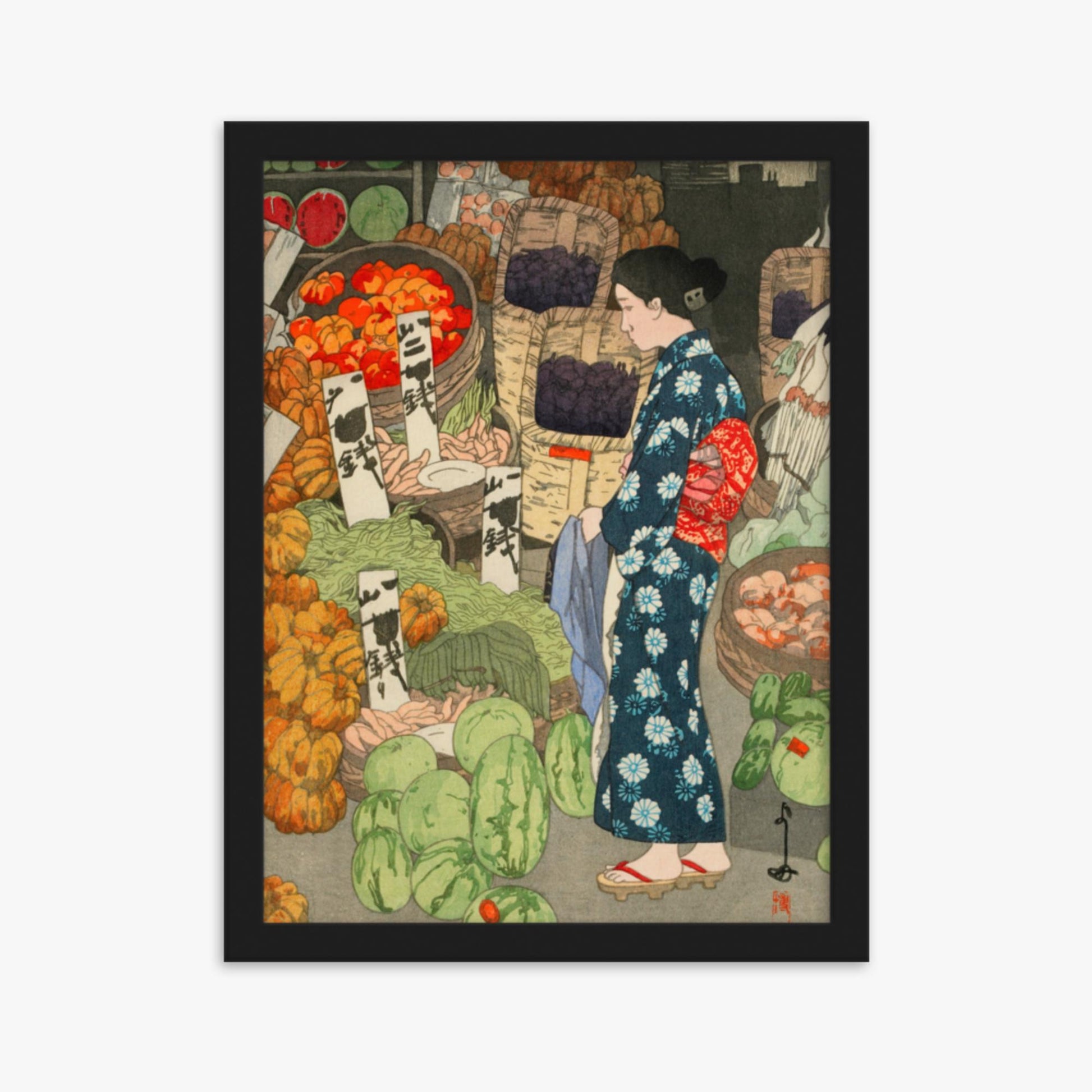 Hiroshi Yoshida: Honest Grocery - 30x40 cm Poster With Black Frame